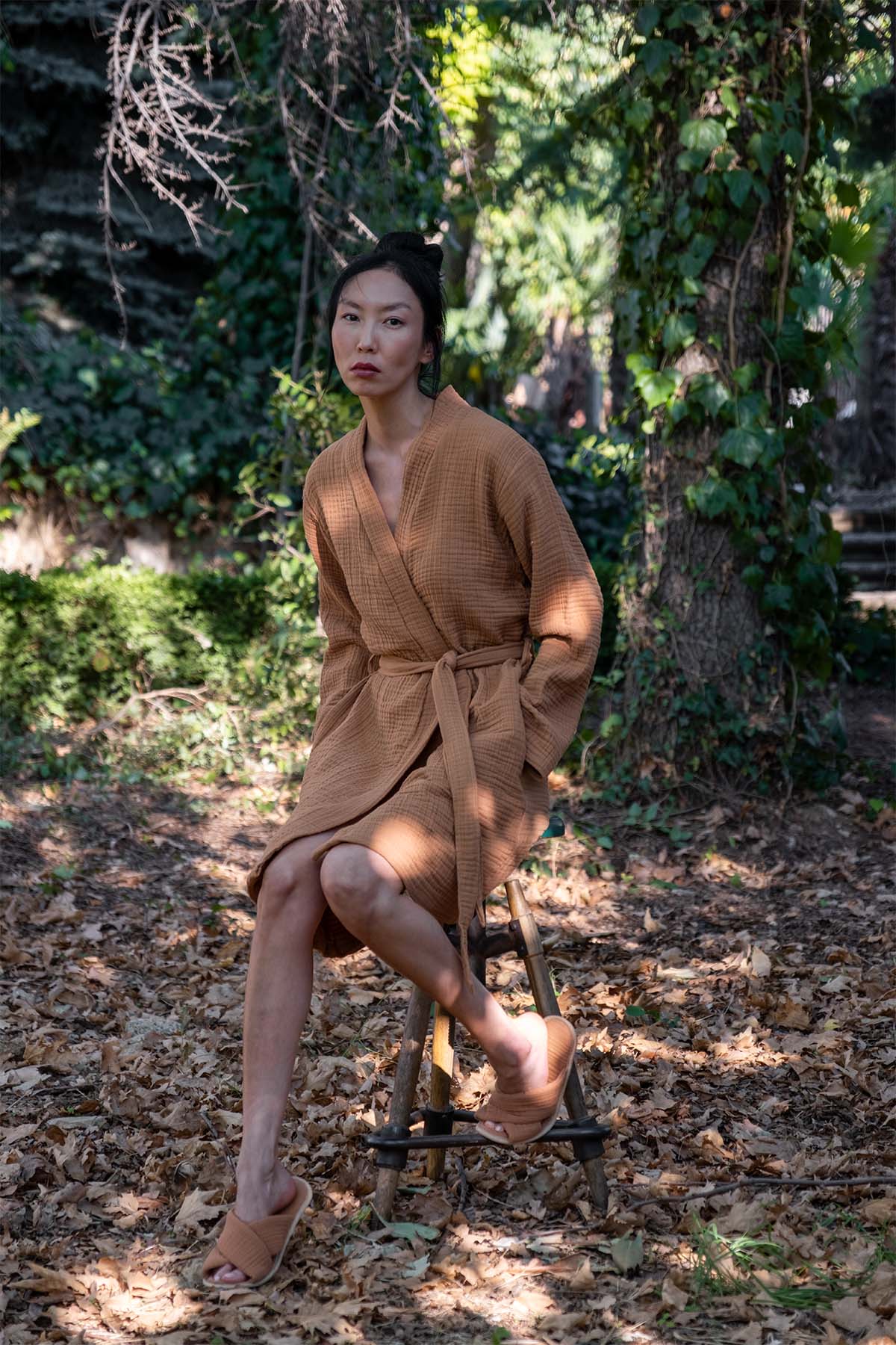 Cocoon 4 Kat Muslin Bornoz Karamel