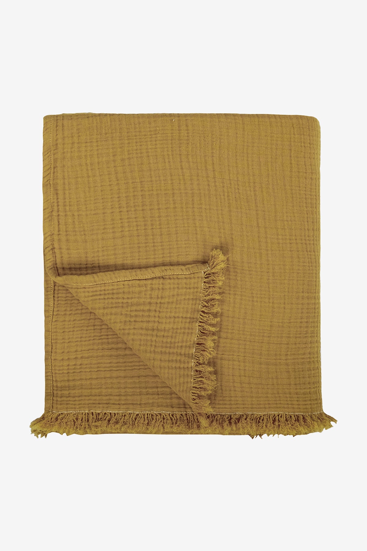 Cocoon 4 Katlı Müslin Koltuk Şalı, Battaniye Hardal Sarısı