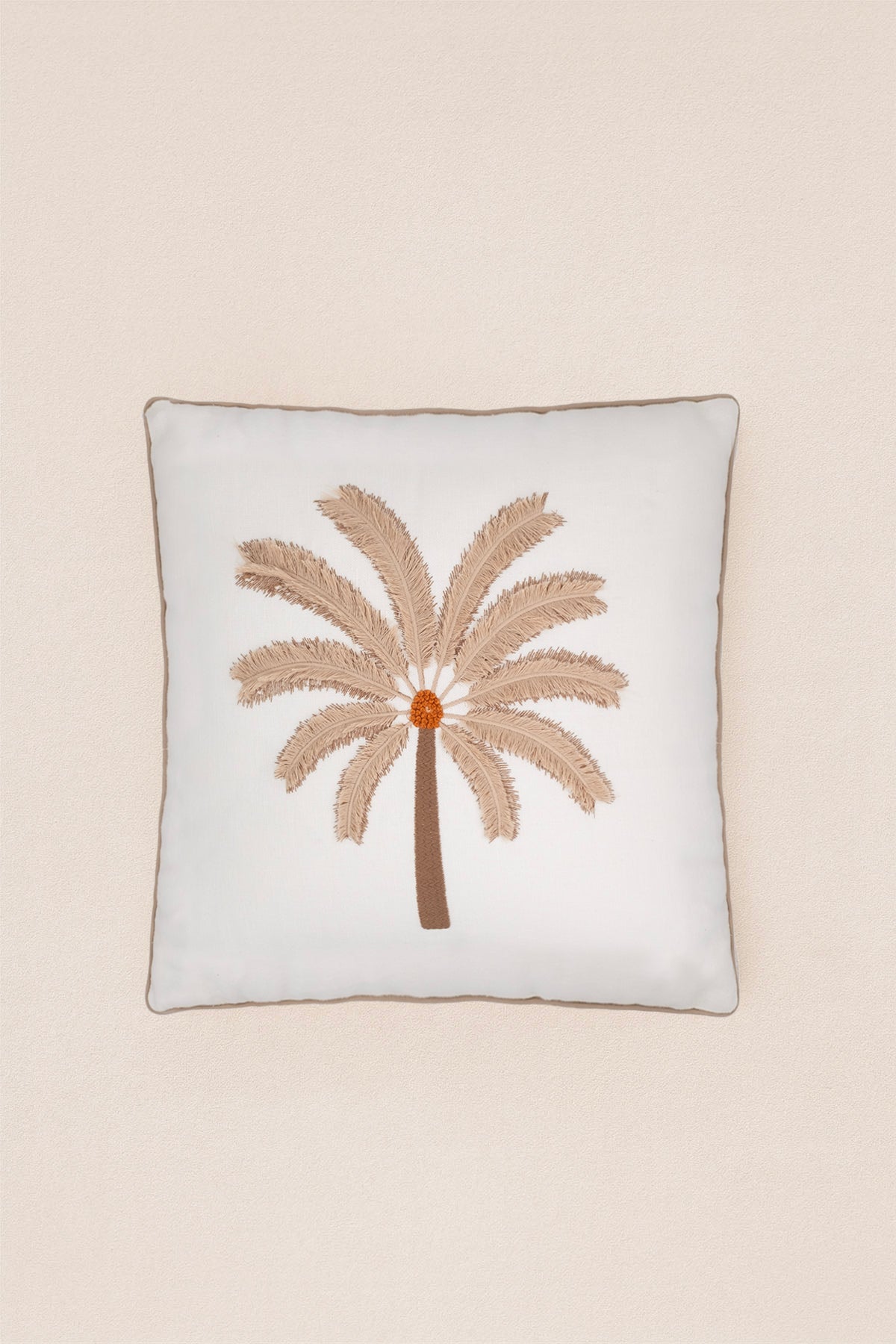Palmiye Ağacı Nakışlı Kırlent Kılıfı 45 × 45 cm