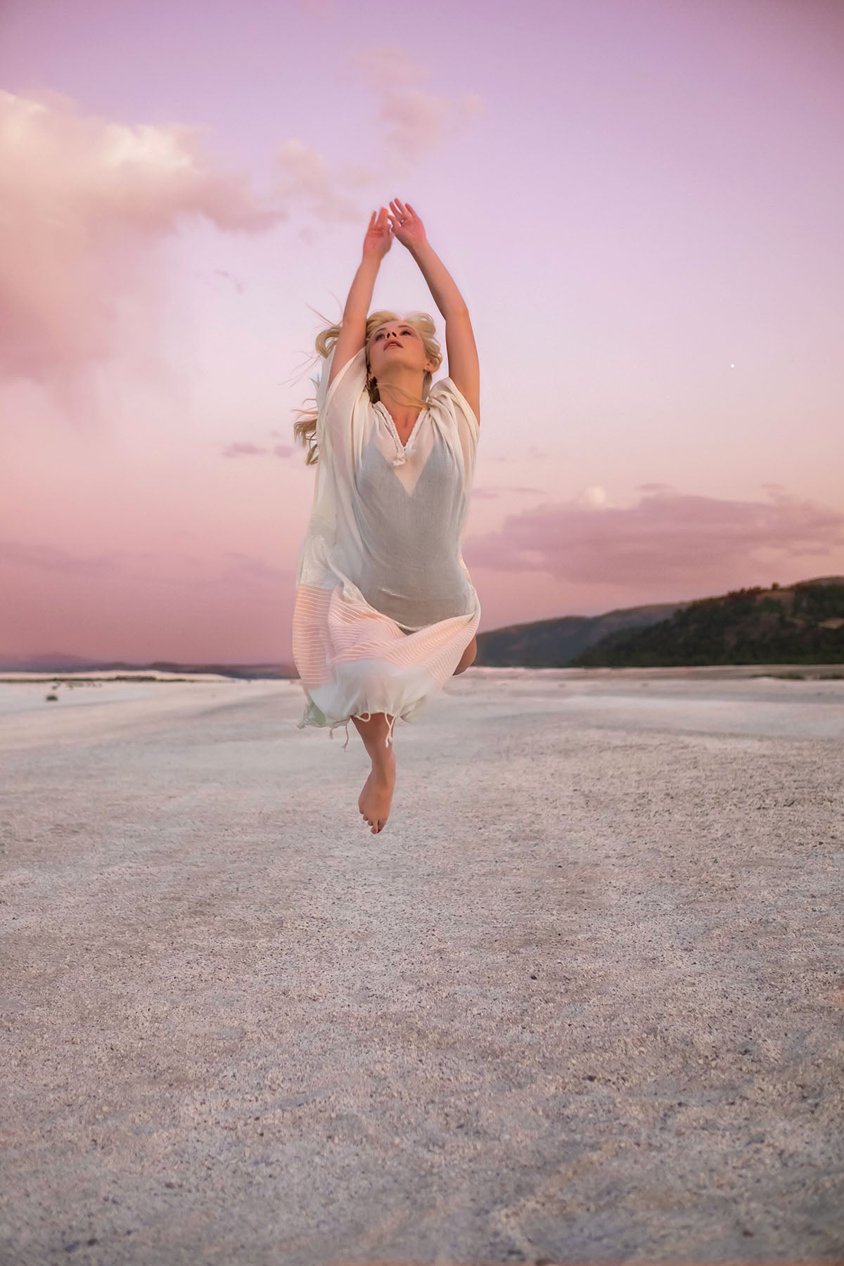 Dandelion Pamuk Vual Plaj Kaftanı Krem-Pembe