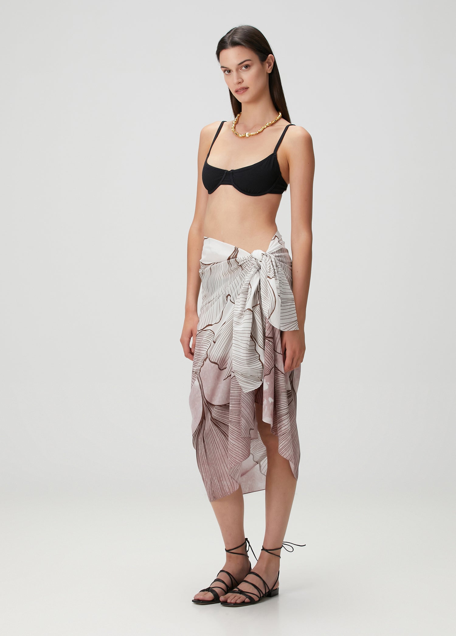 Gingko Çiçeği Desenli Pamuk Pareo & Sarong