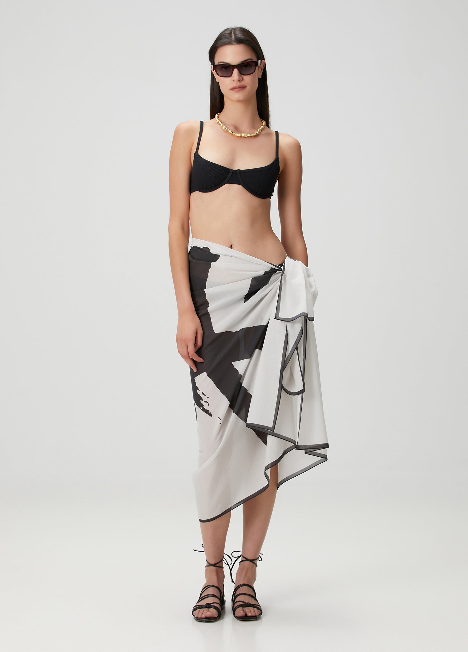 Kanji Kaligrafi Desenli Pamuk Pareo & Sarong