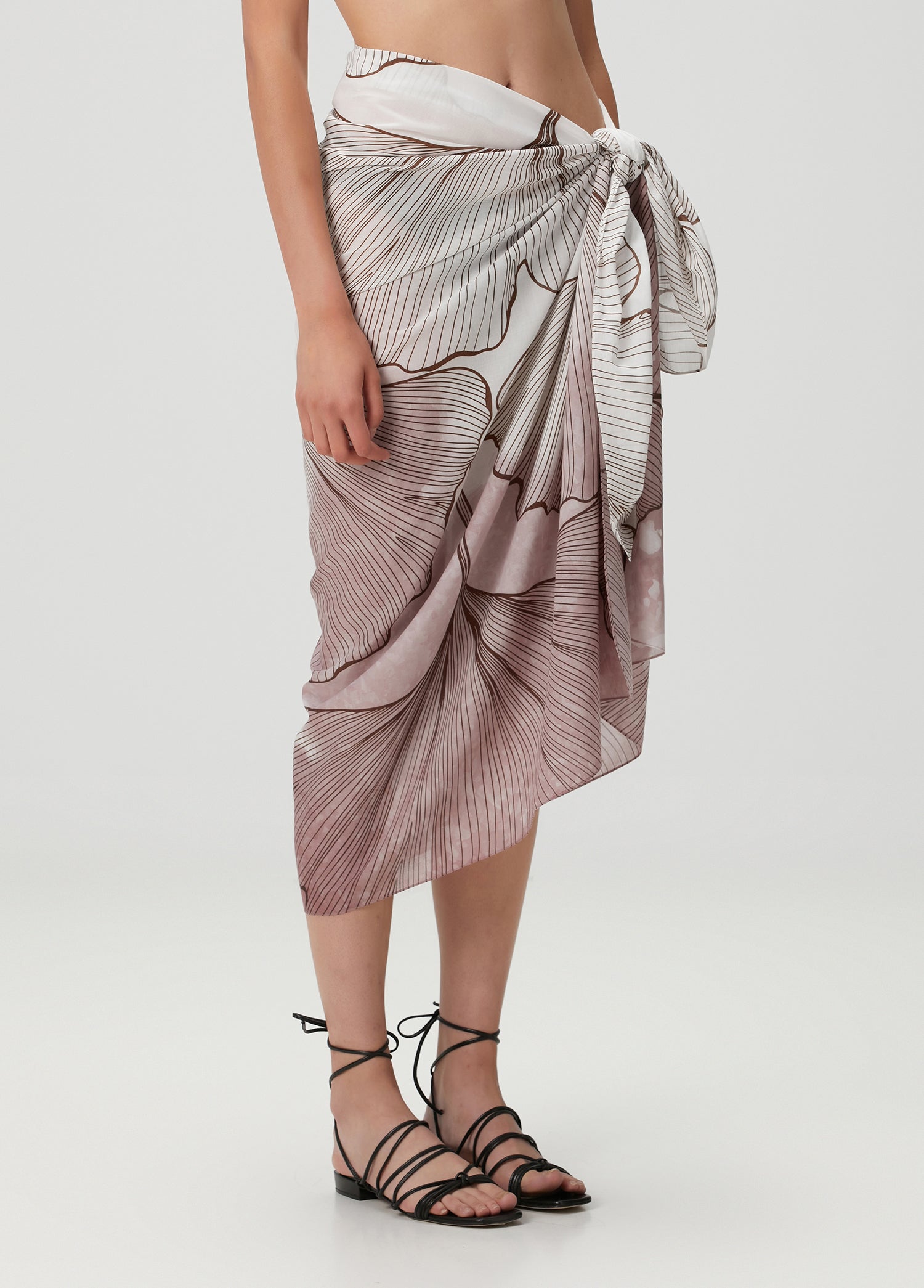 Gingko Çiçeği Desenli Pamuk Pareo & Sarong