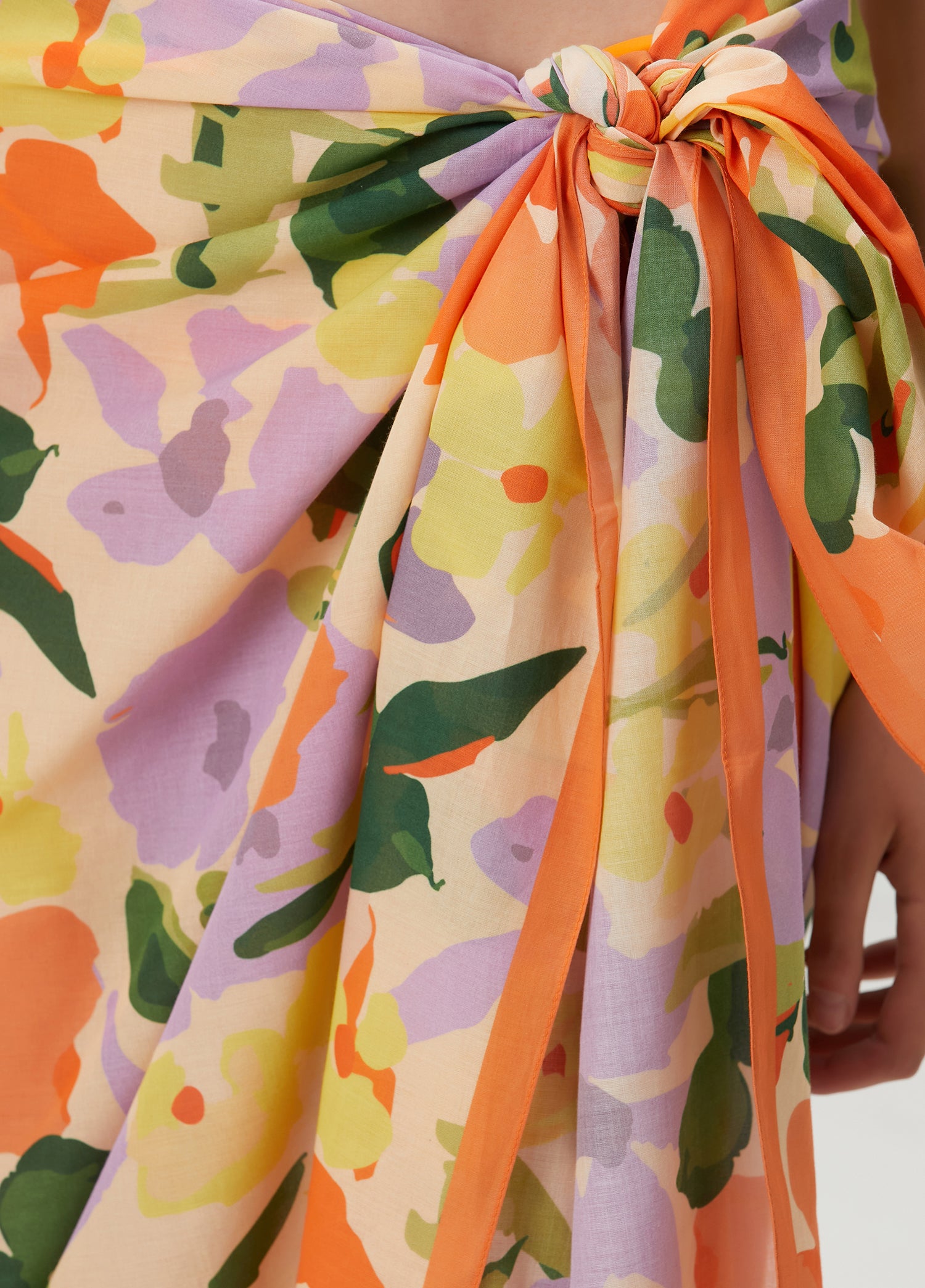 Çiçek Desenli Pamuk Pareo & Sarong Turuncu