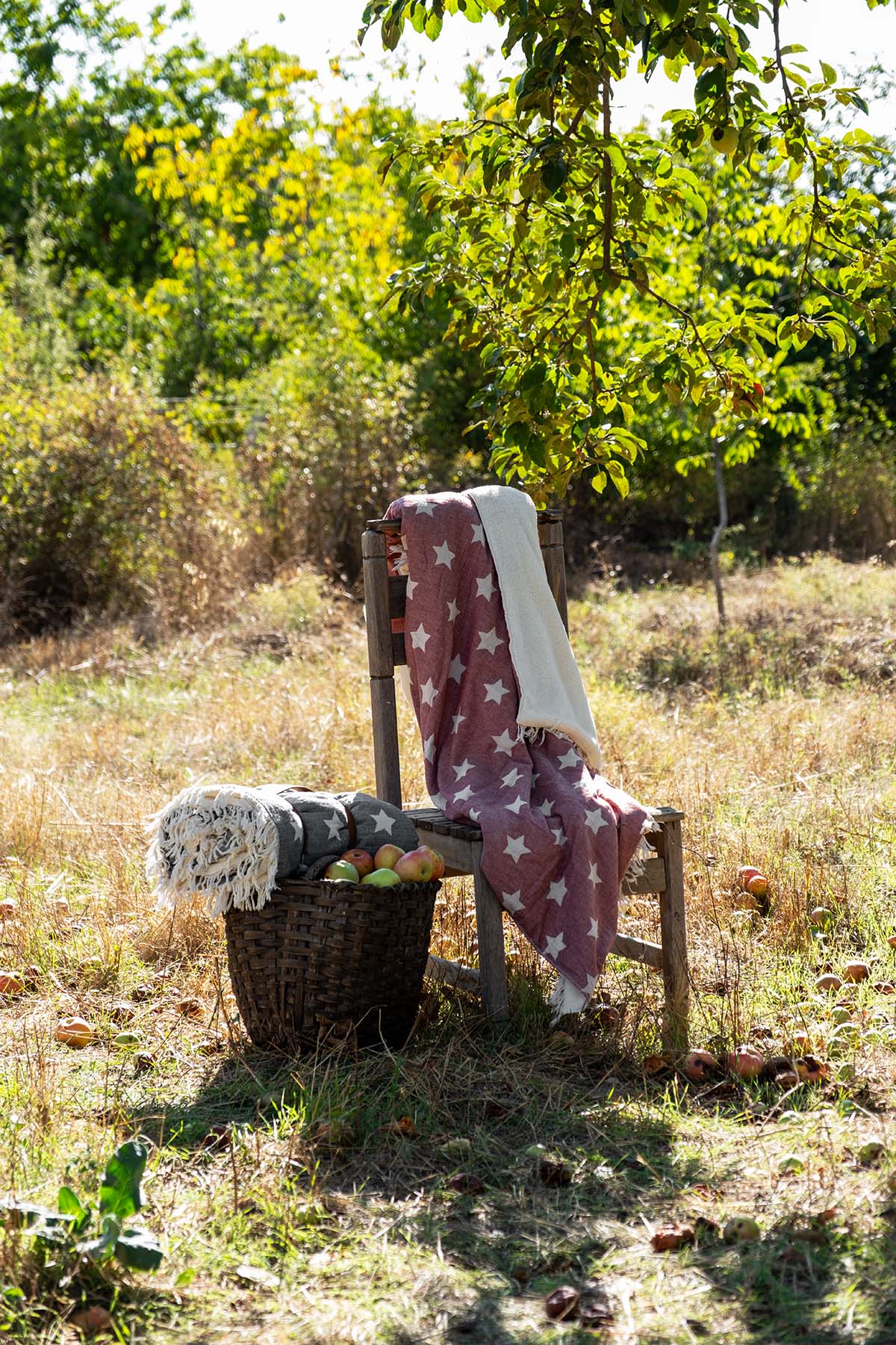 Carrying Belt Polar Fleece Lined Double Faced Star Jacquard Throw Burgundy