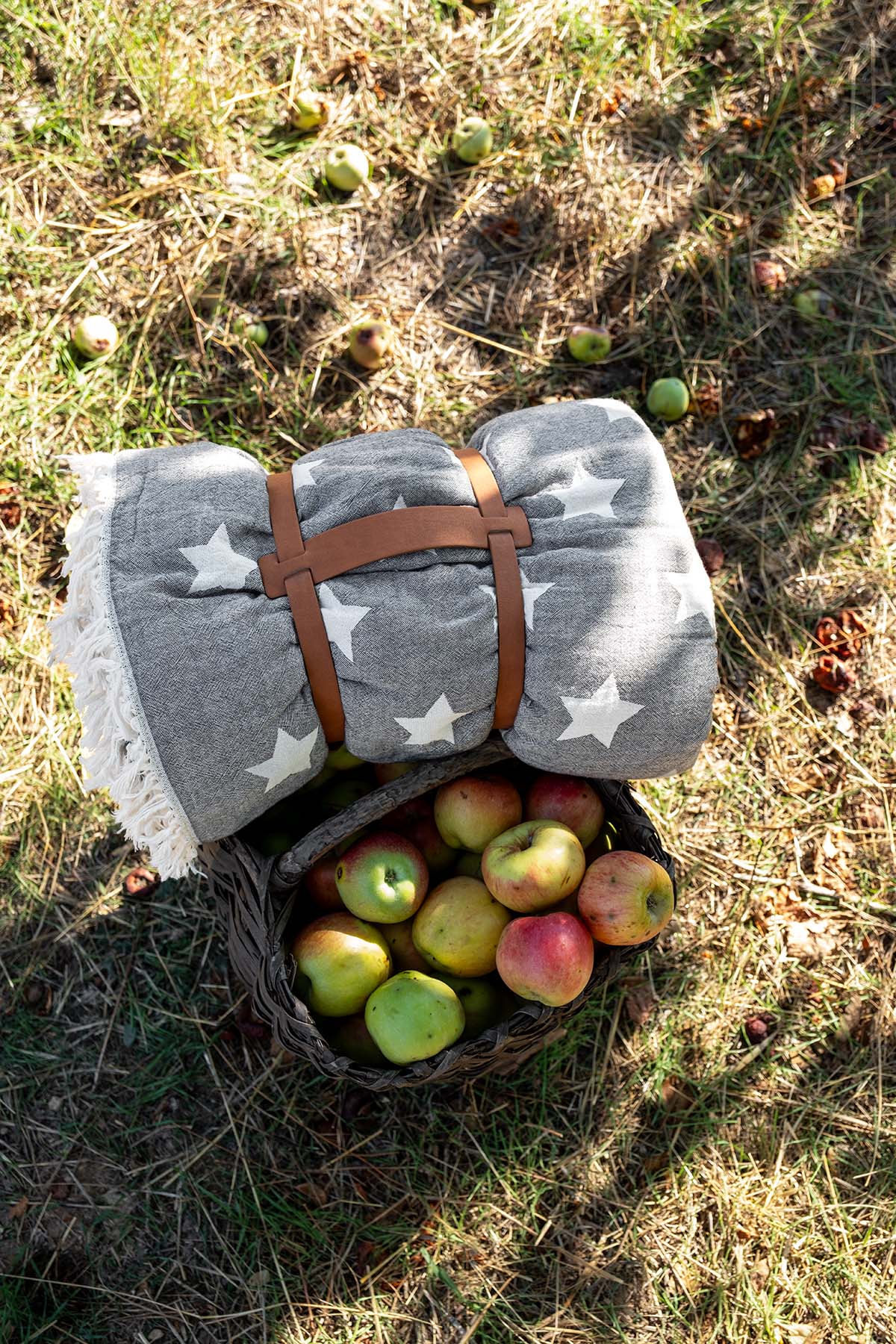 Taşıma Kemerli Peluş Kaplı Çift Yüzlü Yıldız Jakarlı Koltuk Şalı / Battaniye Gri