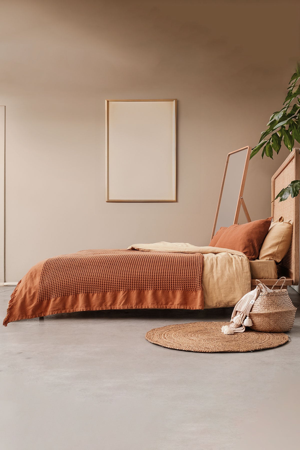 Waffle Bedspread Cinnamon