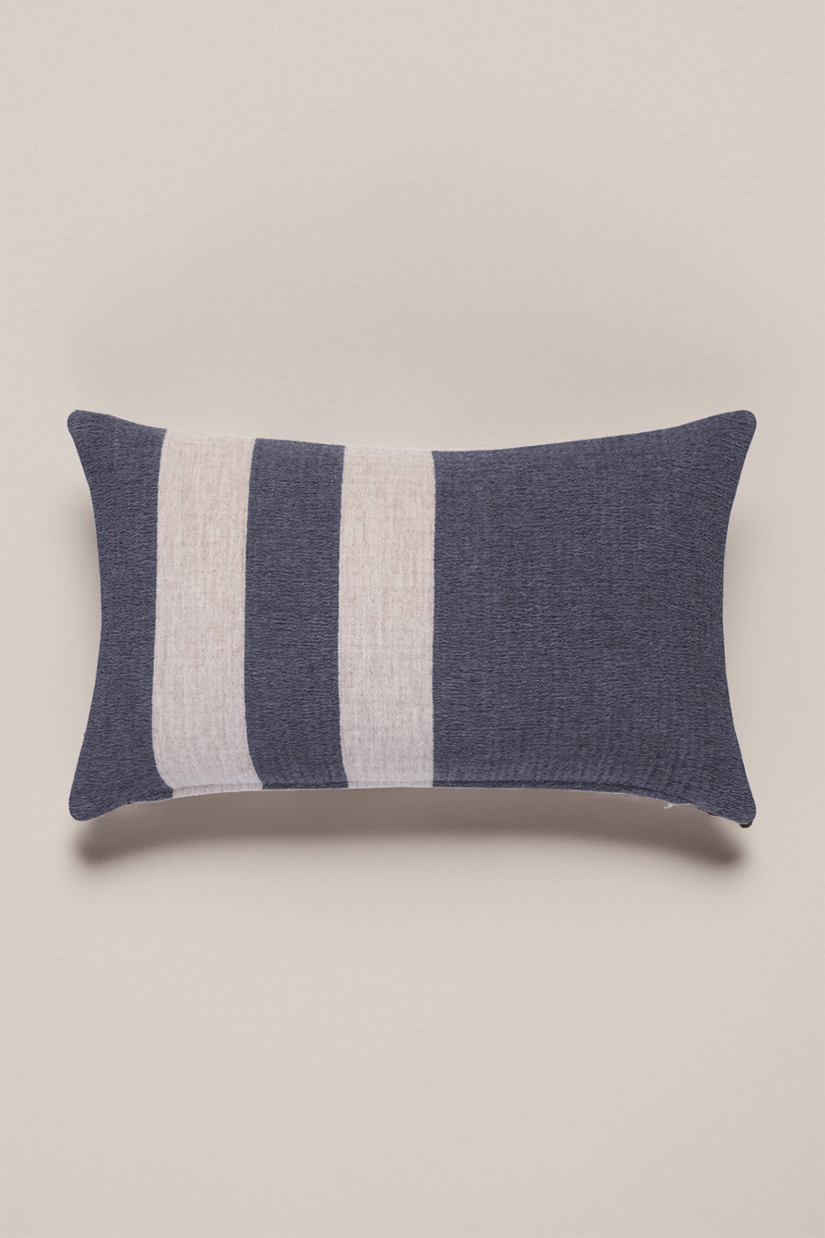 Wool Cocoon Throw Pillow Cover Indigo-Ecru
