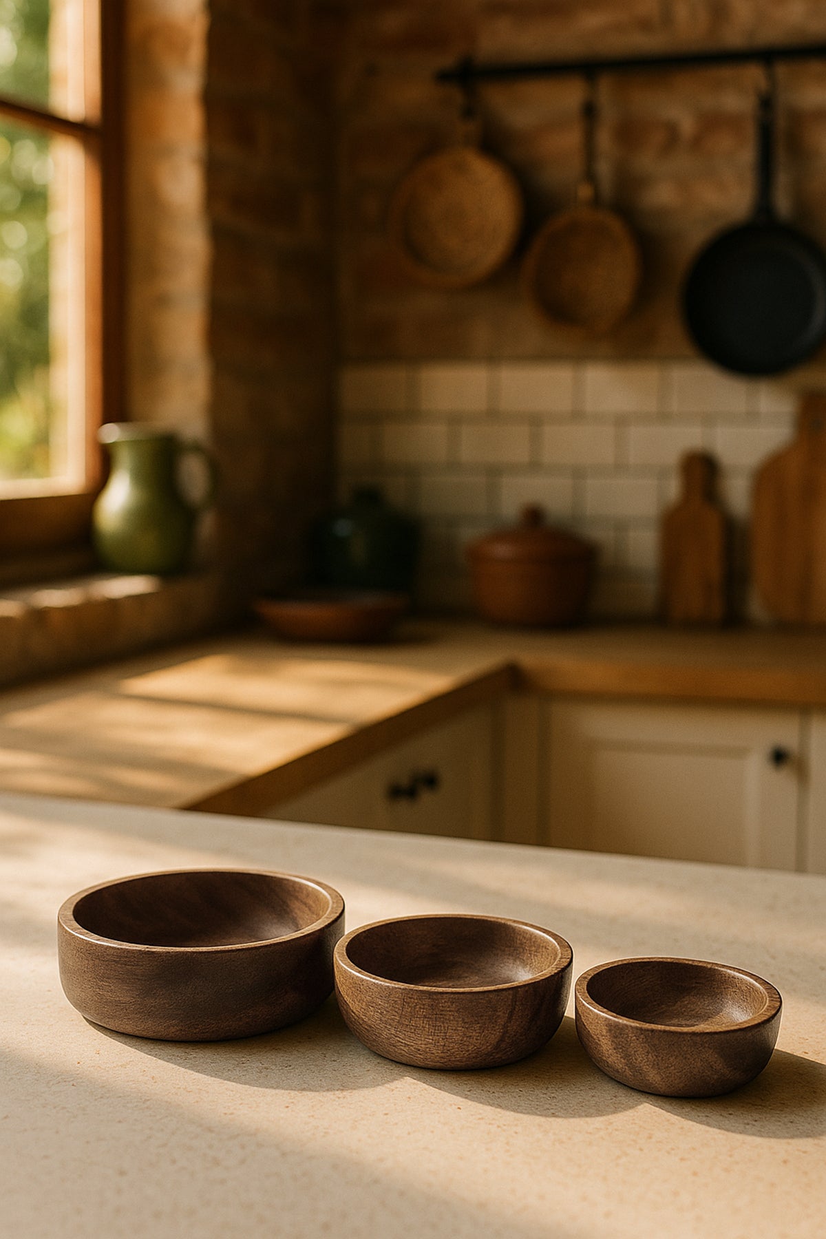 Akasya Ahşap Kase 3'lü set