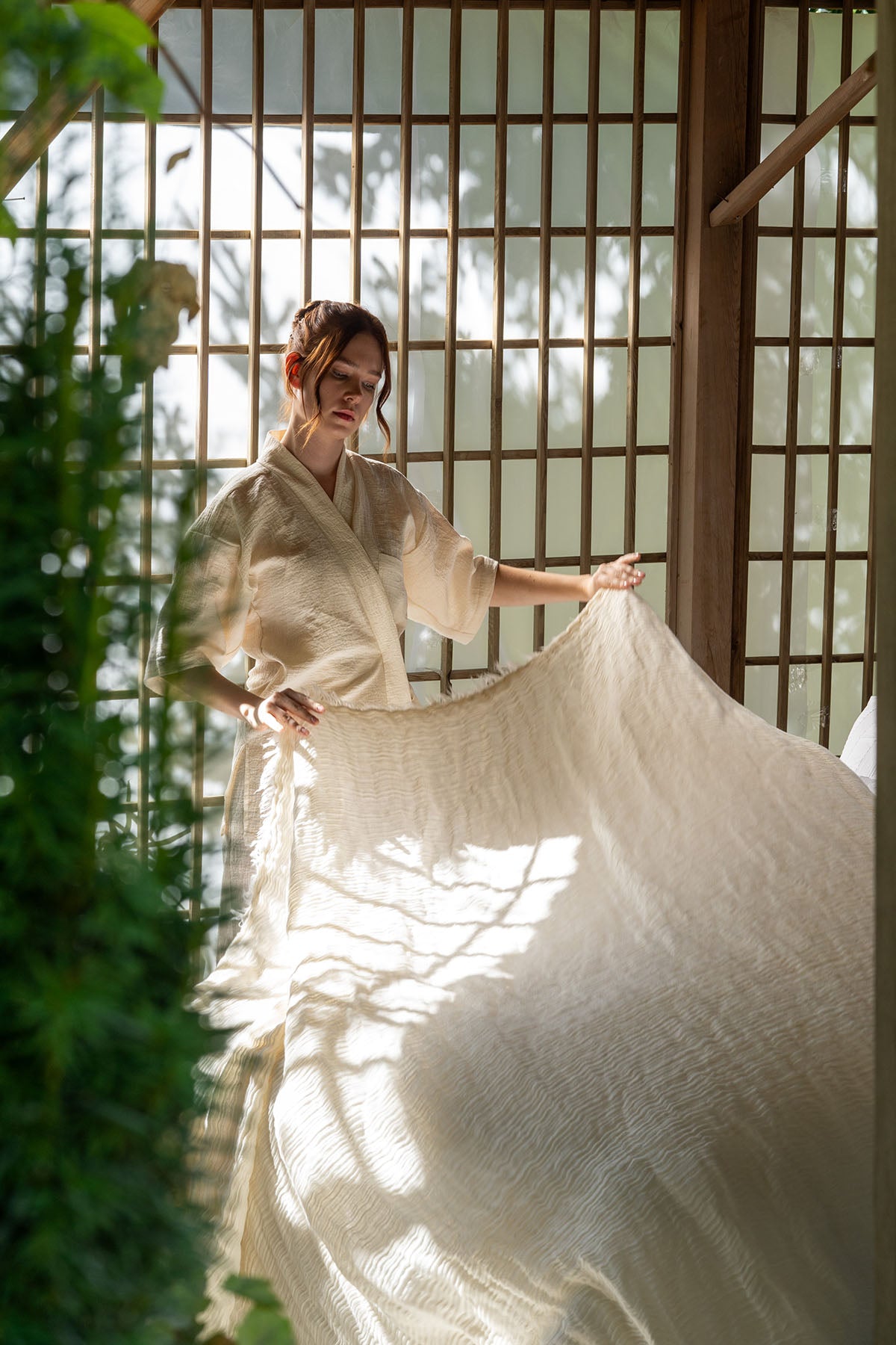 Agena Hemp Yatak Örtüsü Naturel