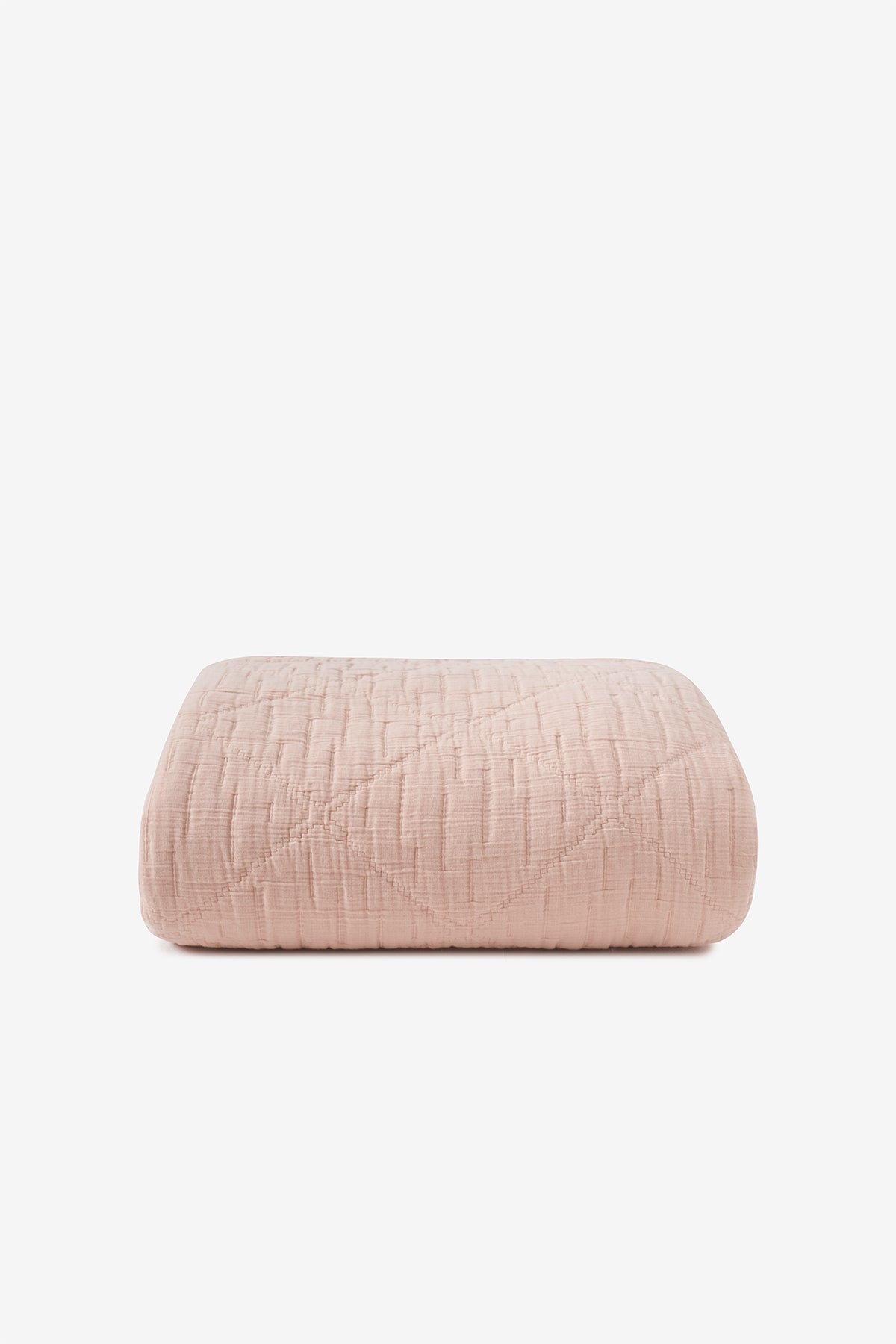 Atik Dolgulu Jakarlı Çift Kişilik Yatak Örtüsü Pastel Pembe