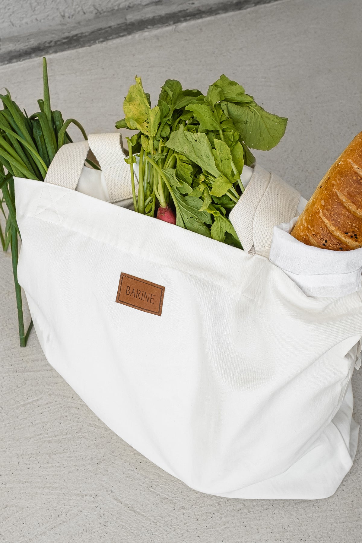 Barine Leather Labeled Tote Cloth Bag