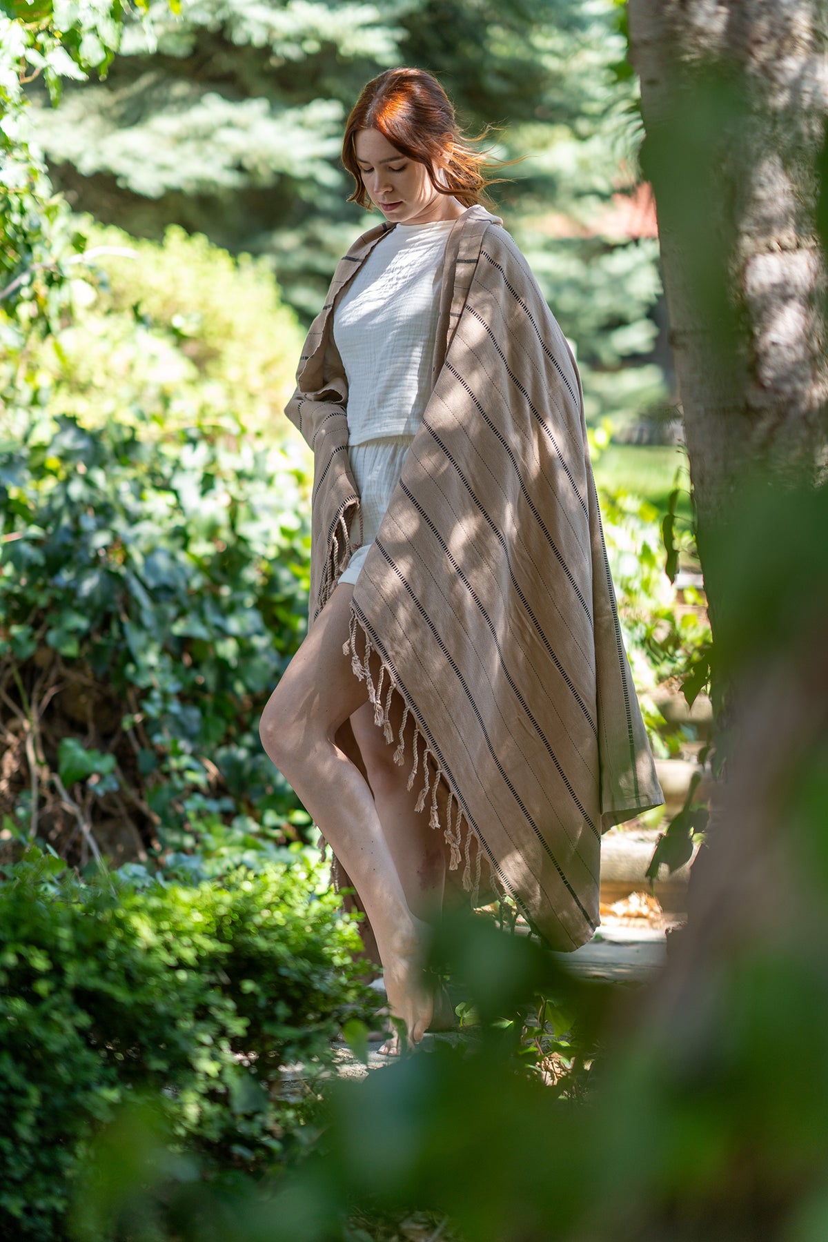 Boa Koltuk Şalı Bej-Siyah