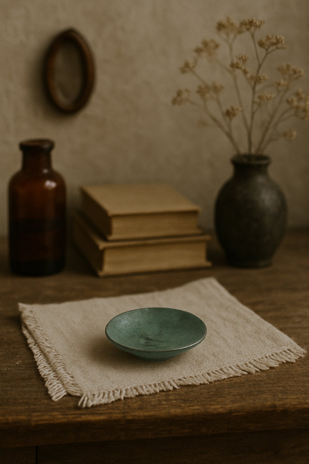 Pirinç Dekoratif Tabak, Takı Organizeri Yeşil 7 cm