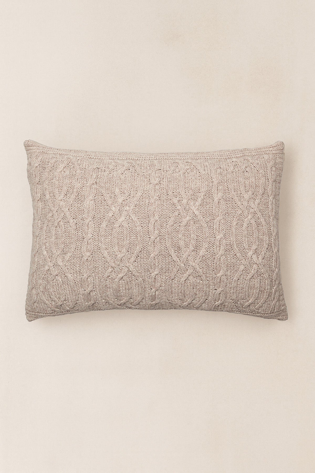 Cable Wool Knitted Throw Pillow Cover Beige