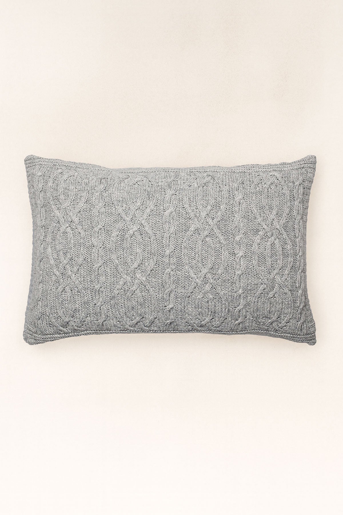 Cable Wool Knitted Throw Pillow Cover Light Gray