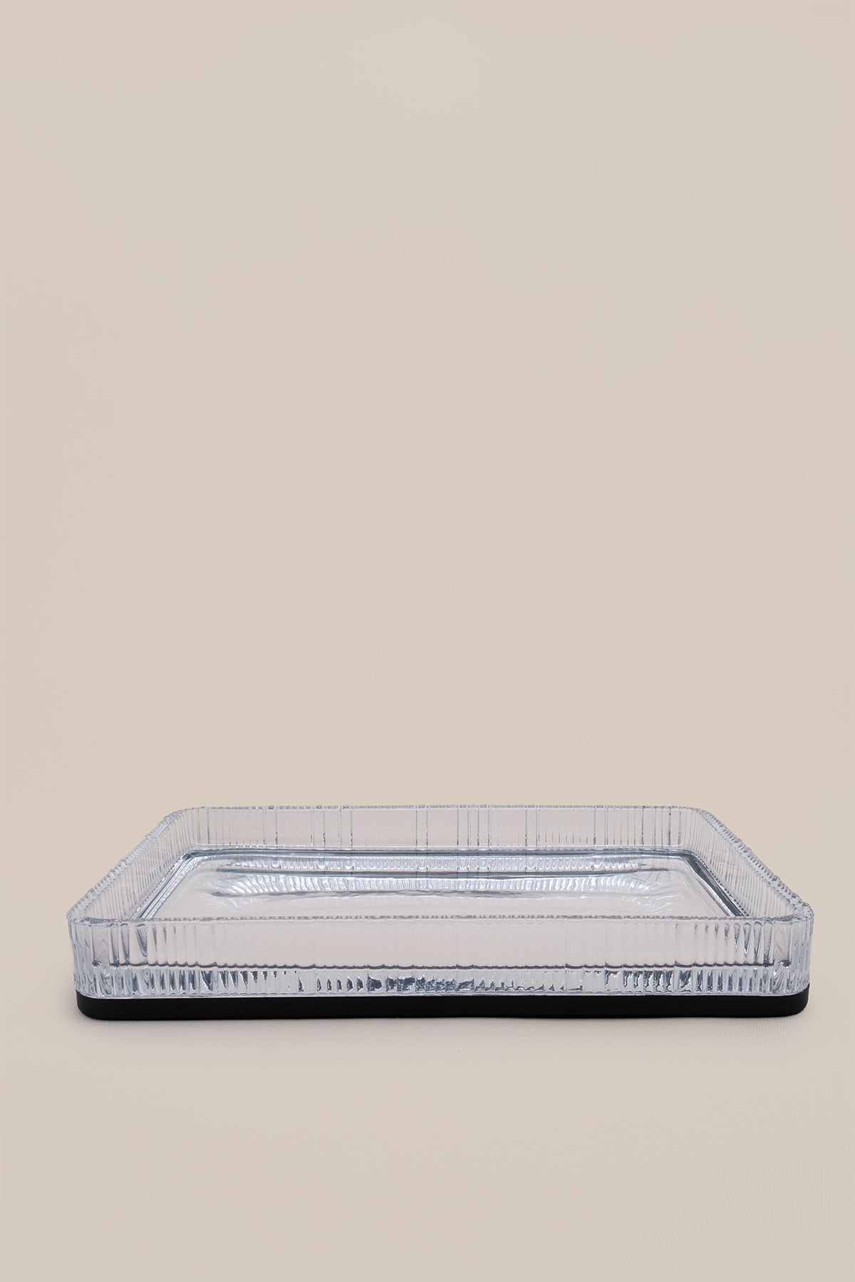 Kristal Desenli Saydam Cam Dekoratif Tepsi