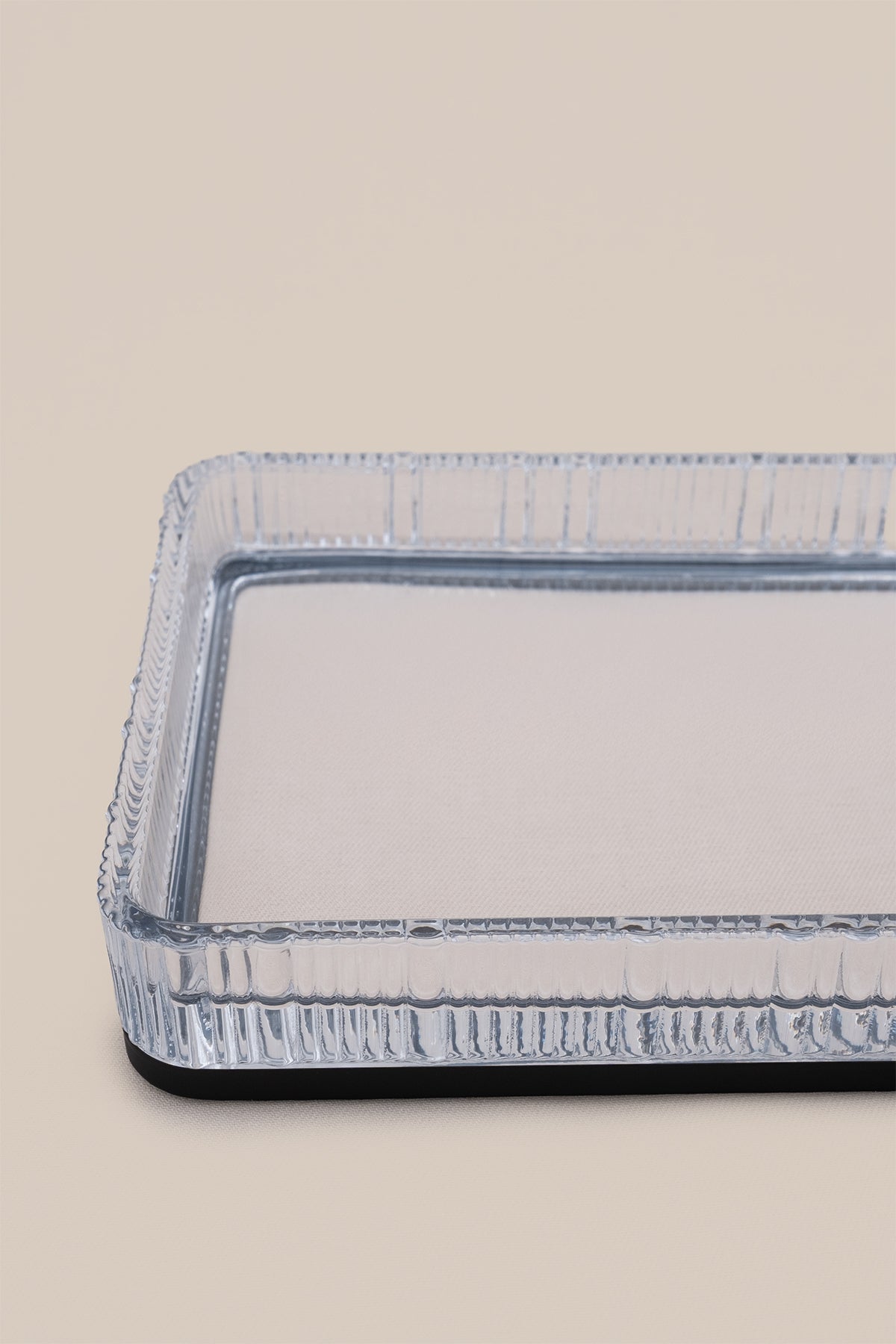 Kristal Desenli Saydam Cam Dekoratif Tepsi