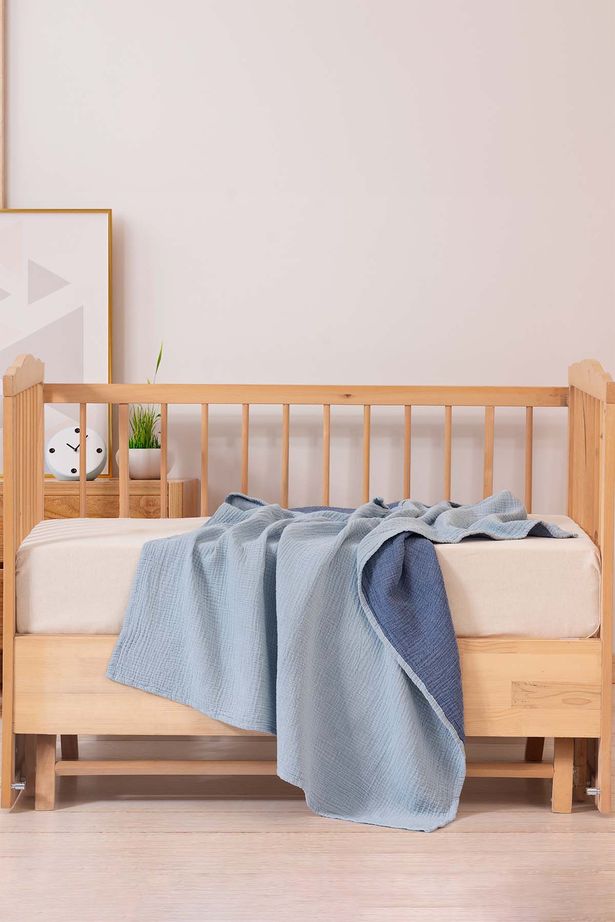 Cocoon Pamuk Muslin Bebek Battaniyesi Mavi