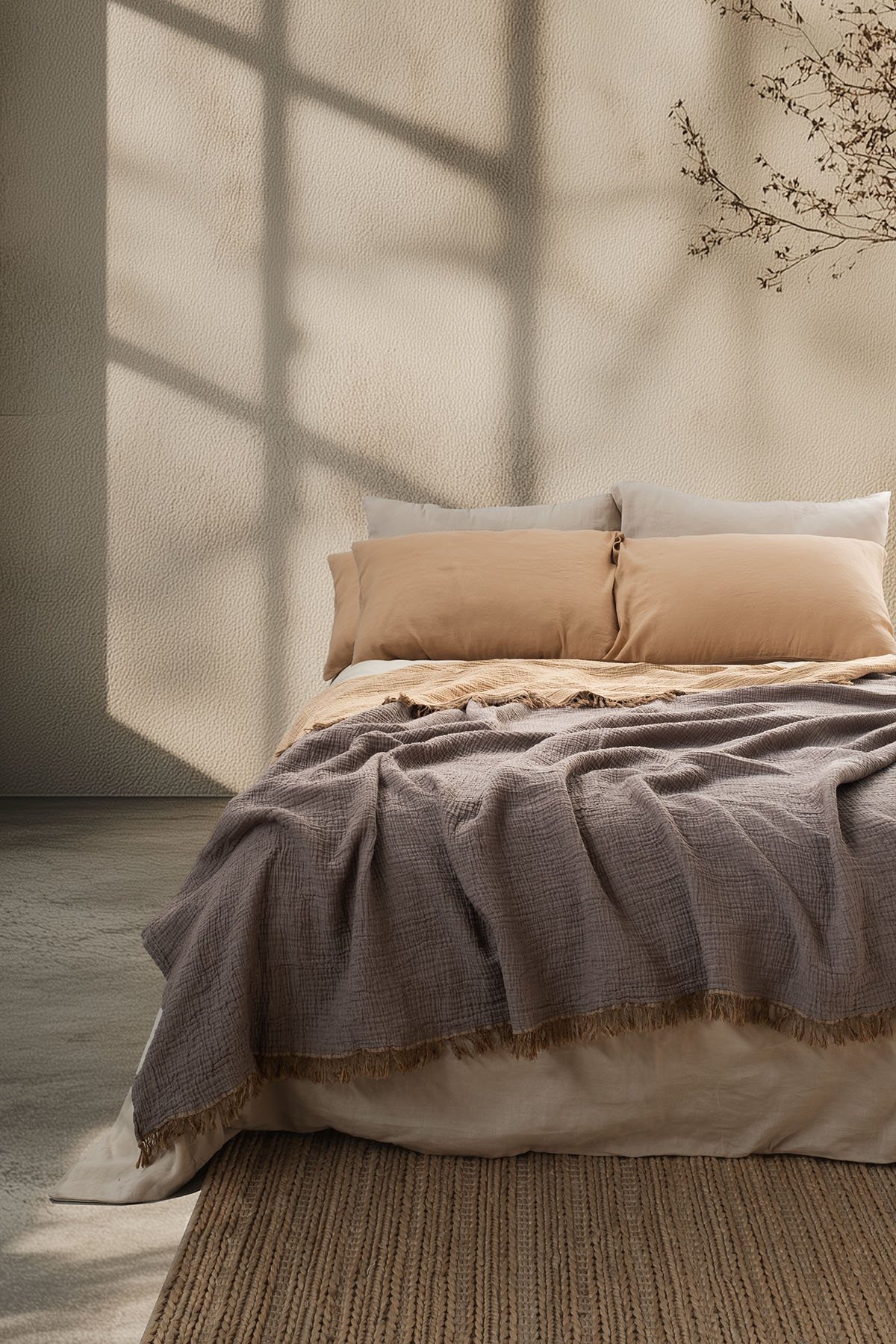 Cocoon 4 Katlı Muslin Yatak Örtüsü Kahverengi