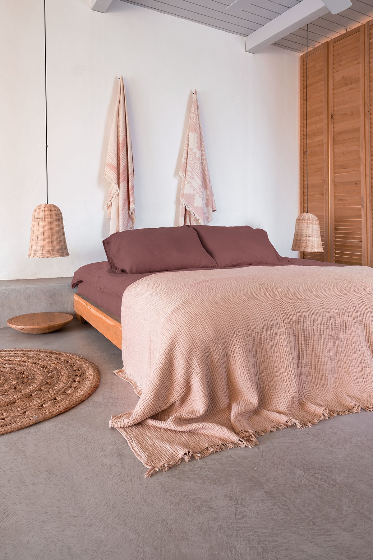 Cocoon 4 Katlı Muslin Yatak Örtüsü Şeftali Pembesi