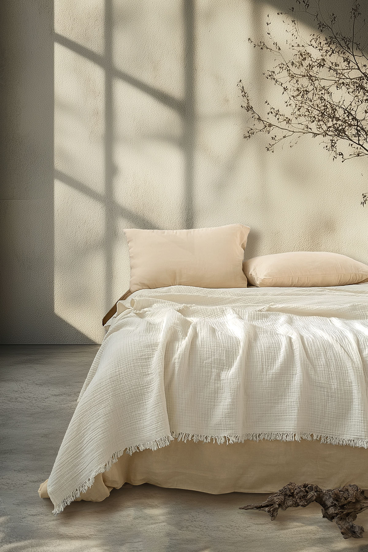 Cocoon 4 Katlı Muslin Yatak Örtüsü Krem