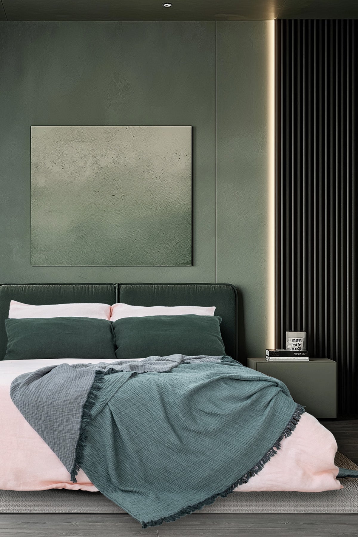 Cocoon 4 Katlı Muslin Yatak Örtüsü Koyu Yeşil