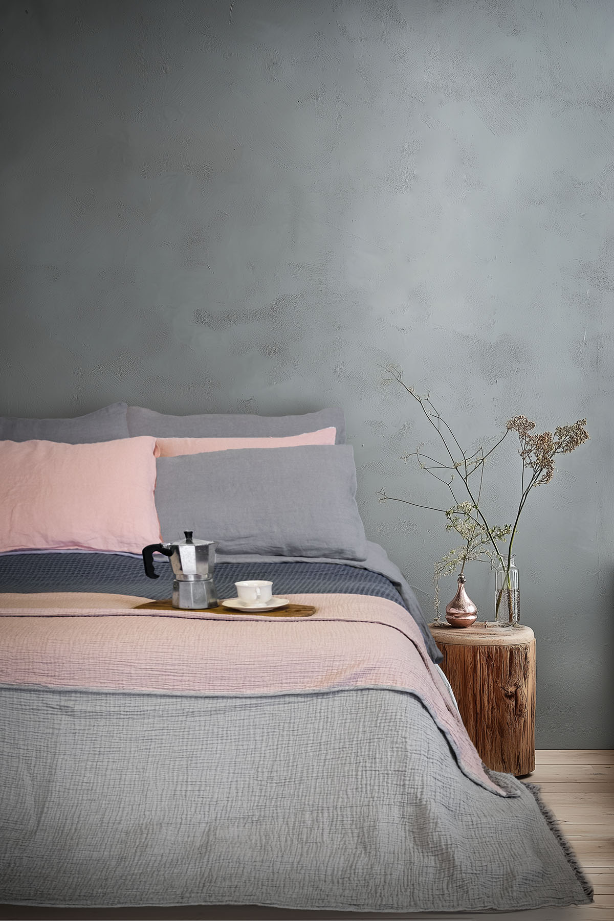 Cocoon 4 Katlı Muslin Yatak Örtüsü Açık Gri