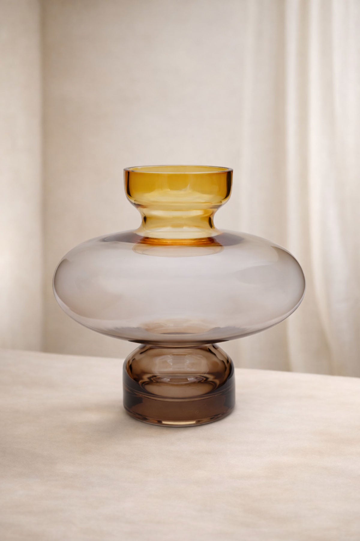 Renkli Katmanlı Cam Vazo Kahverengi 19x19x20 cm