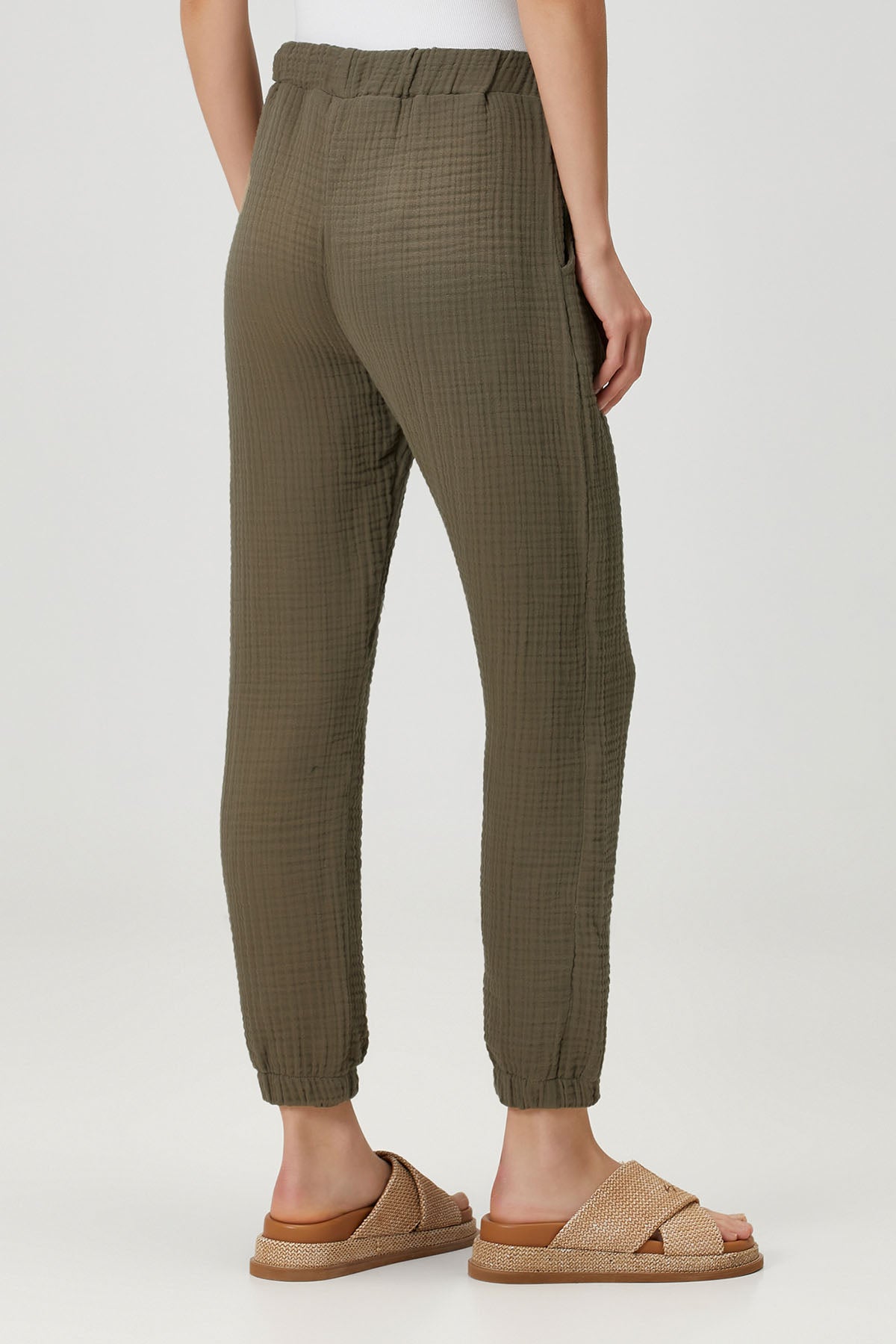 Pamuk 4 Katlı Müslin Pijama Pantolon Haki