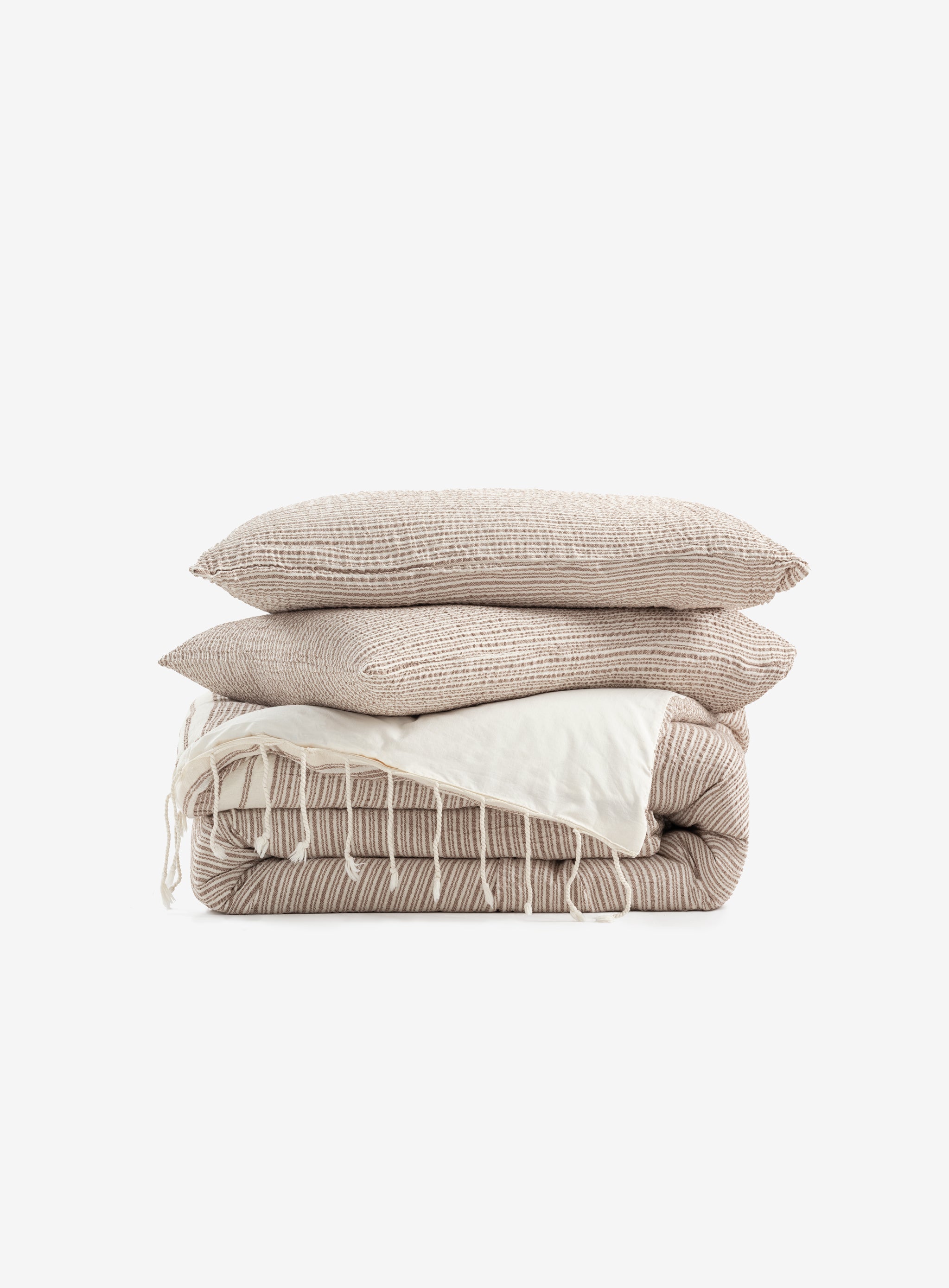 Crinckle 4 Yastıklı Nevresim Seti Kahverengi