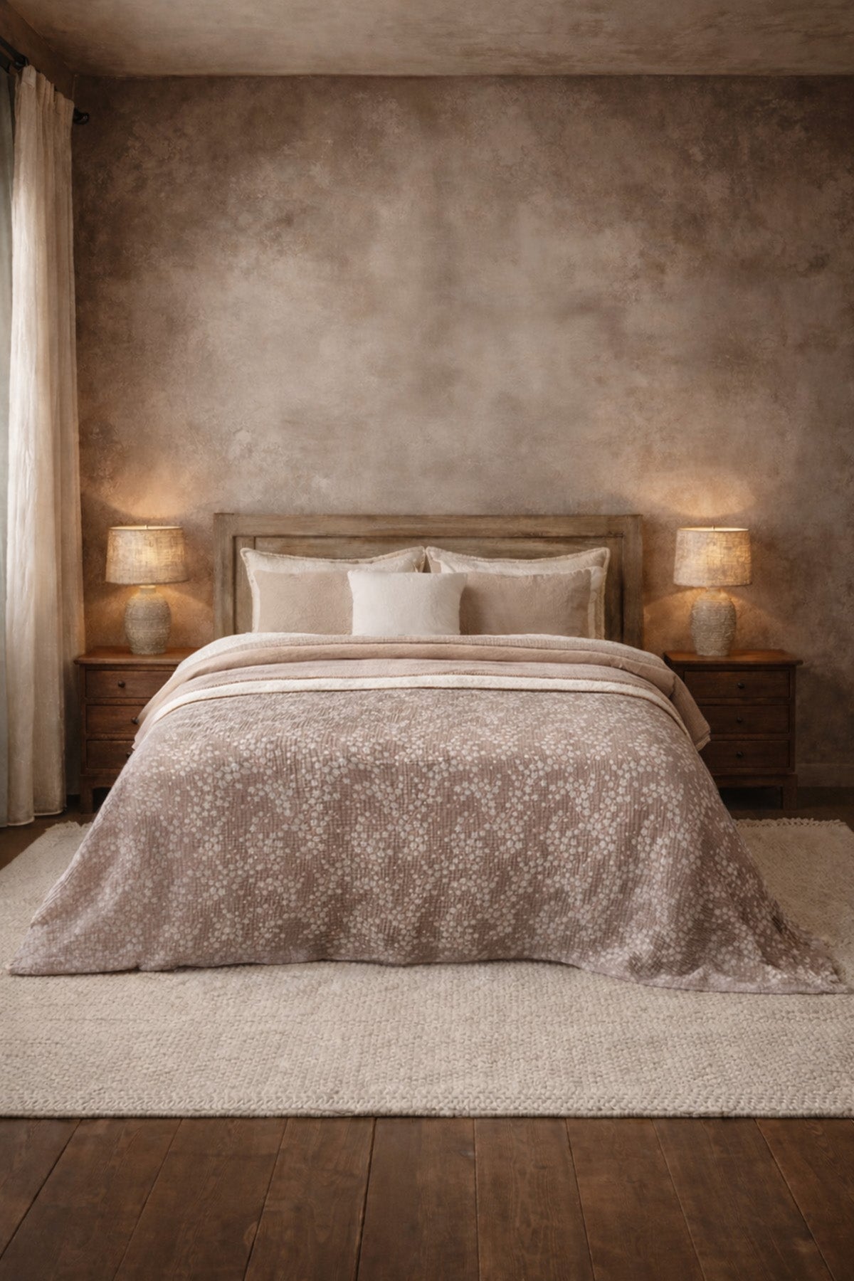 Kır Çiçeği Desenli Pamuk Gauze Yatak Örtüsü