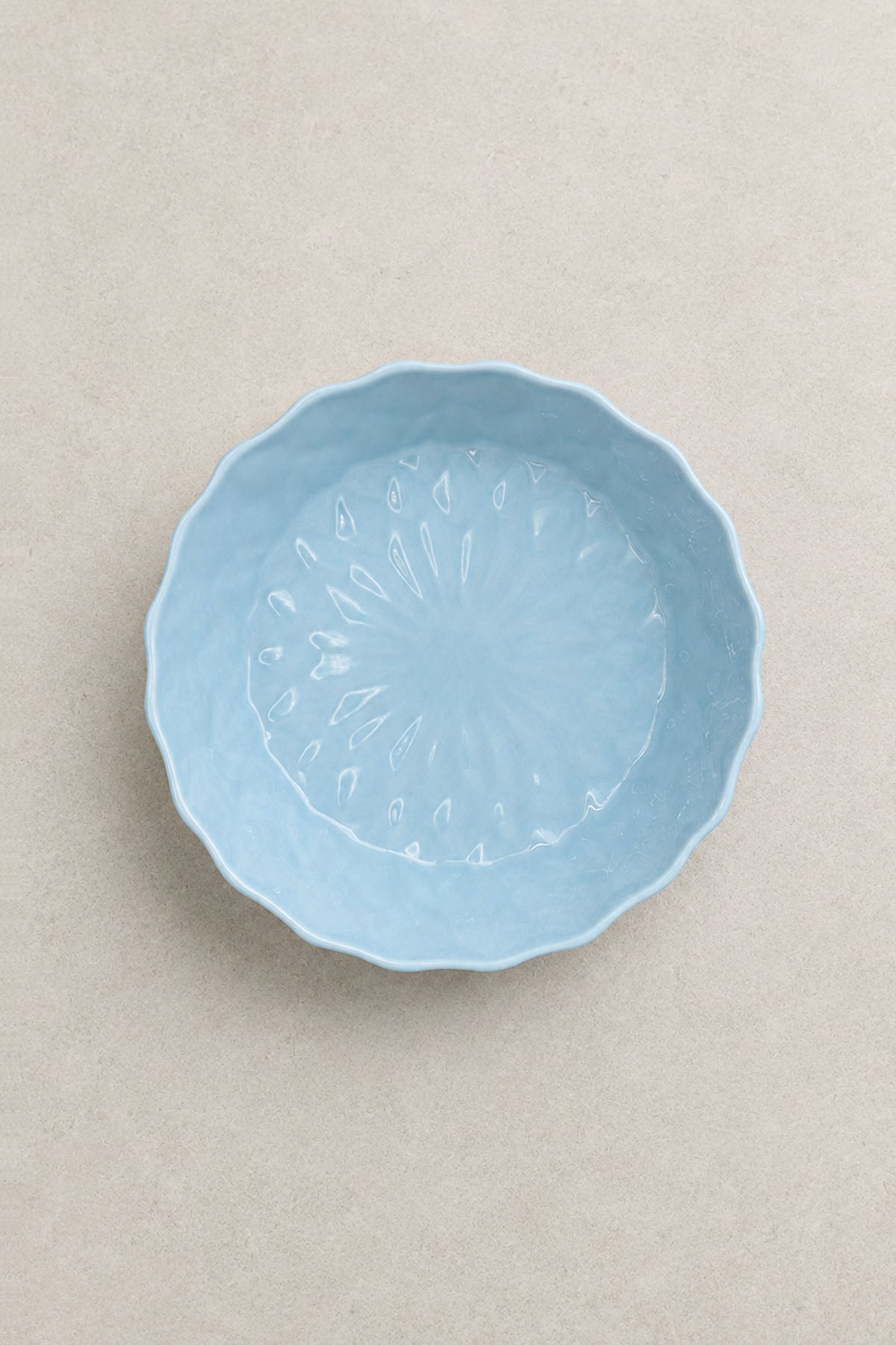 Kristal Desenli Stoneware Servis Kasesi, Sunum Tabağı Mavi 21,5 x 7 cm