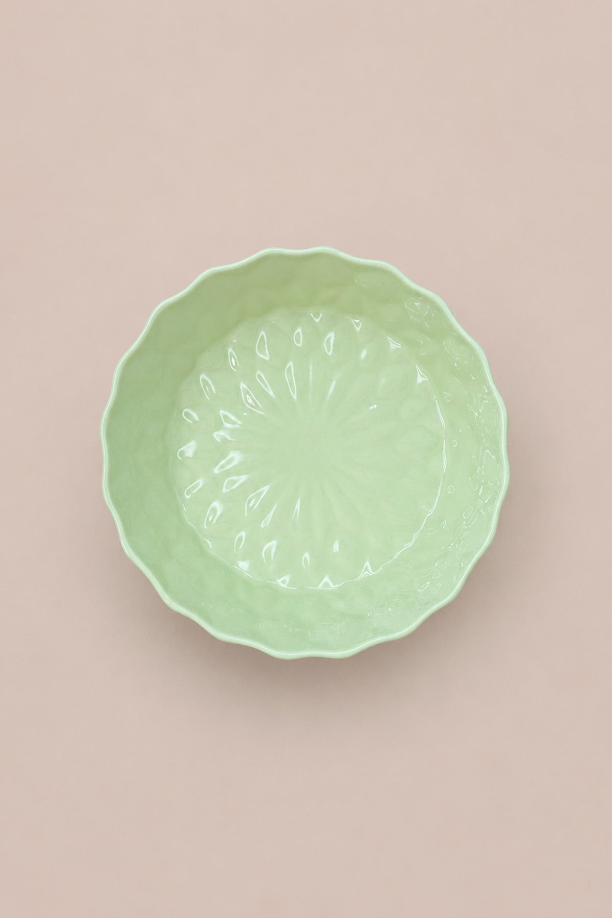 Kristal Desenli Stoneware Servis Kasesi / Sunum Tabağı Yeşil 21,5 x 7 cm