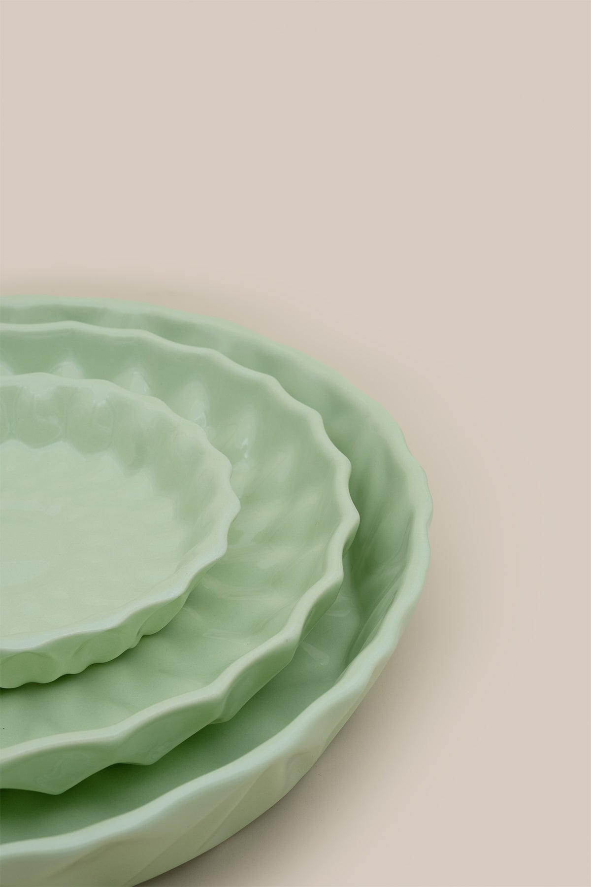 Kristal Desenli Stoneware Servis Tabağı Yeşil 23,5 x 4 cm
