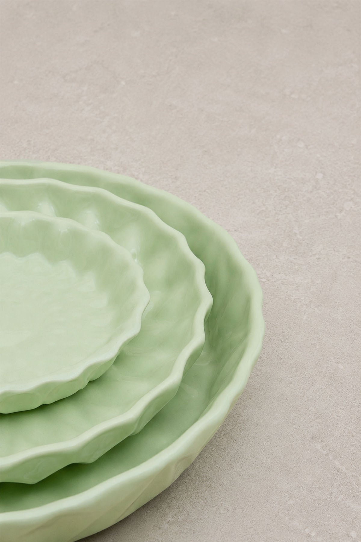 Kristal Desenli Stoneware Servis Tabağı Yeşil 23,5 x 4 cm