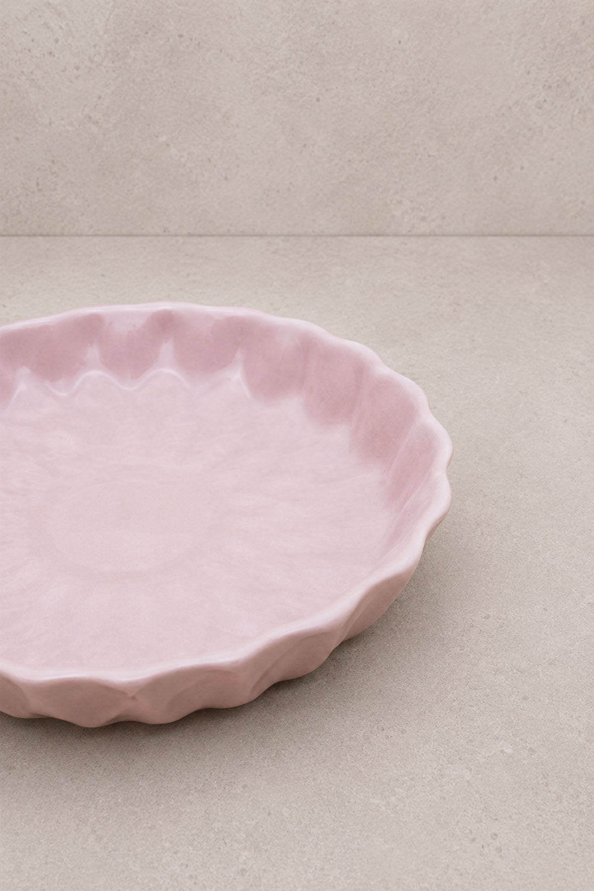 Kristal Desenli Stoneware Servis Tabağı Pembe 23,5 x 4 cm
