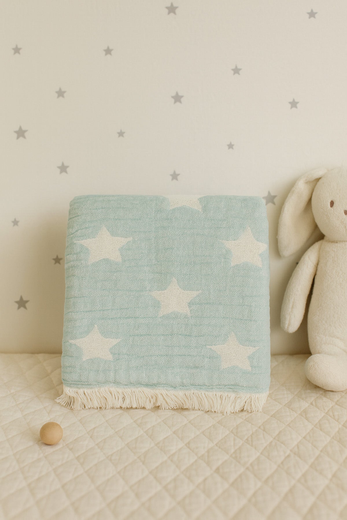 Yıldız Jakarlı Pofuduk Bebek Battaniyesi Mint