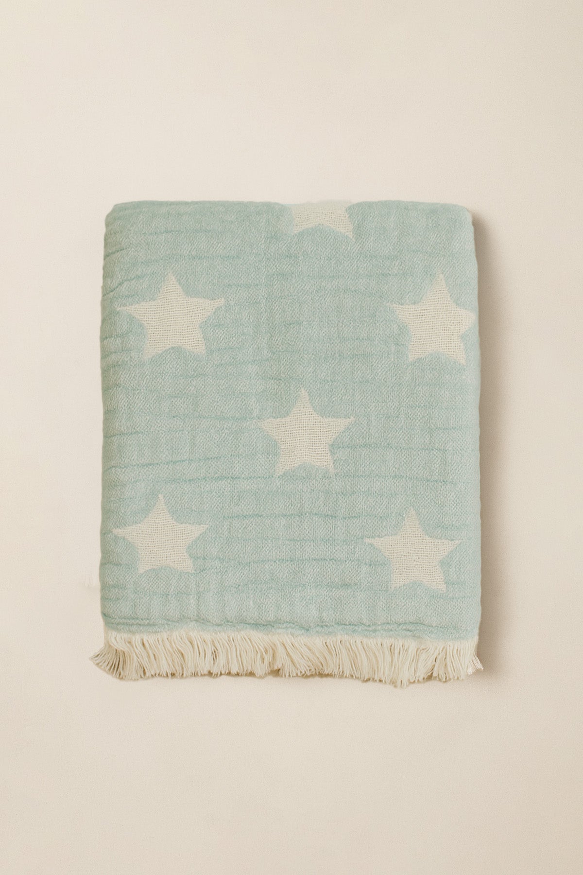 Yıldız Jakarlı Pofuduk Bebek Battaniyesi Mint