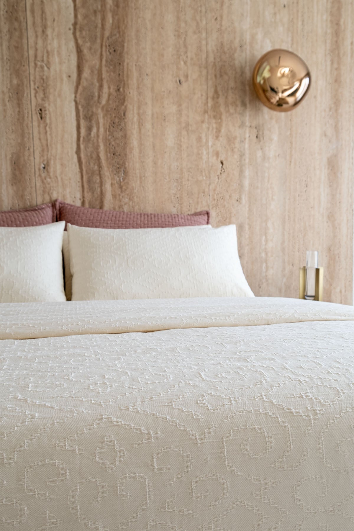 Damask Waffle Duvet Cover Cream