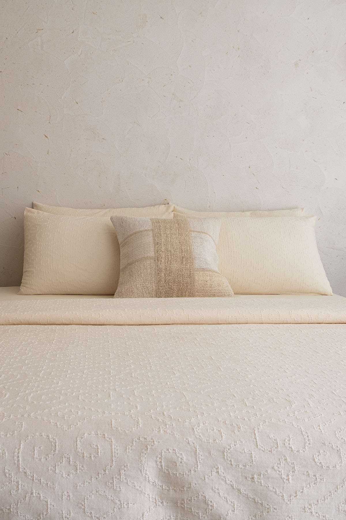 Damask Waffle Duvet Cover Cream