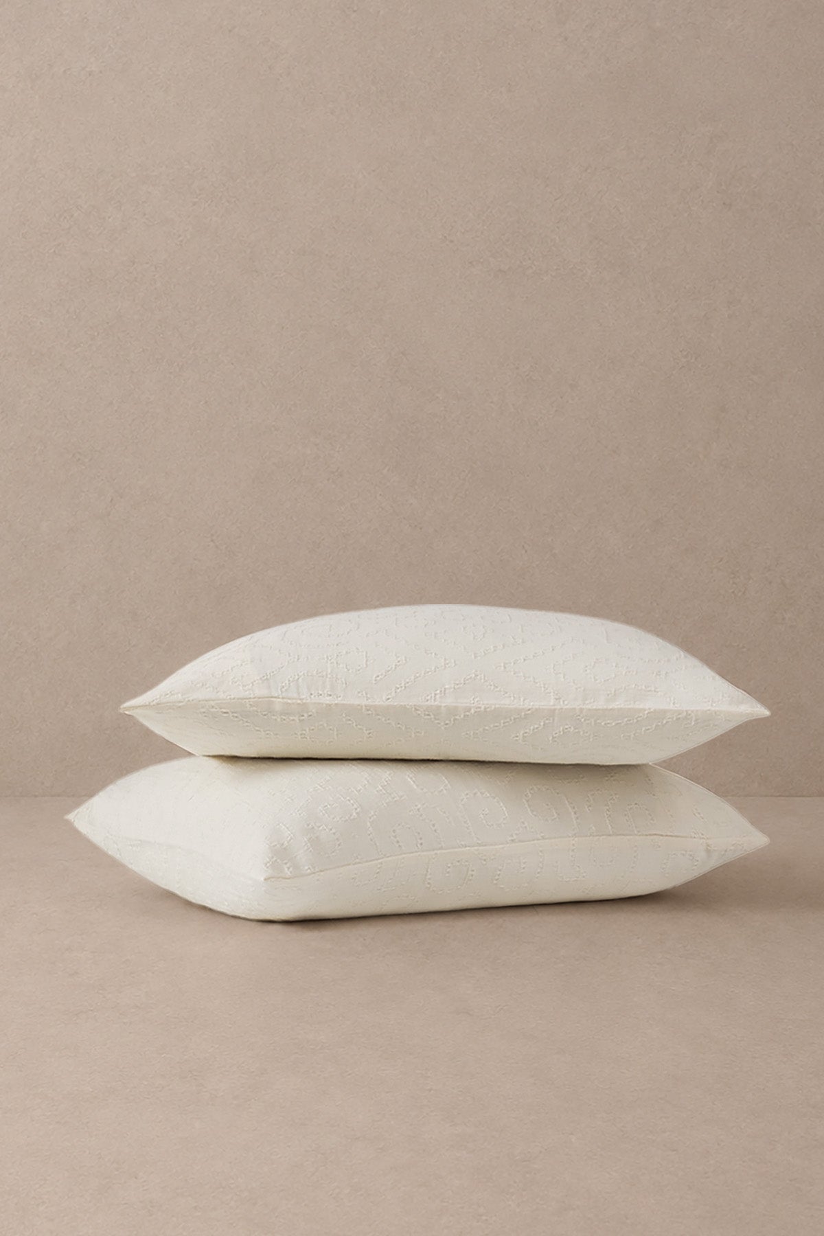 Damask Jakarlı Yastık Kılıfı 2'li Set Krem