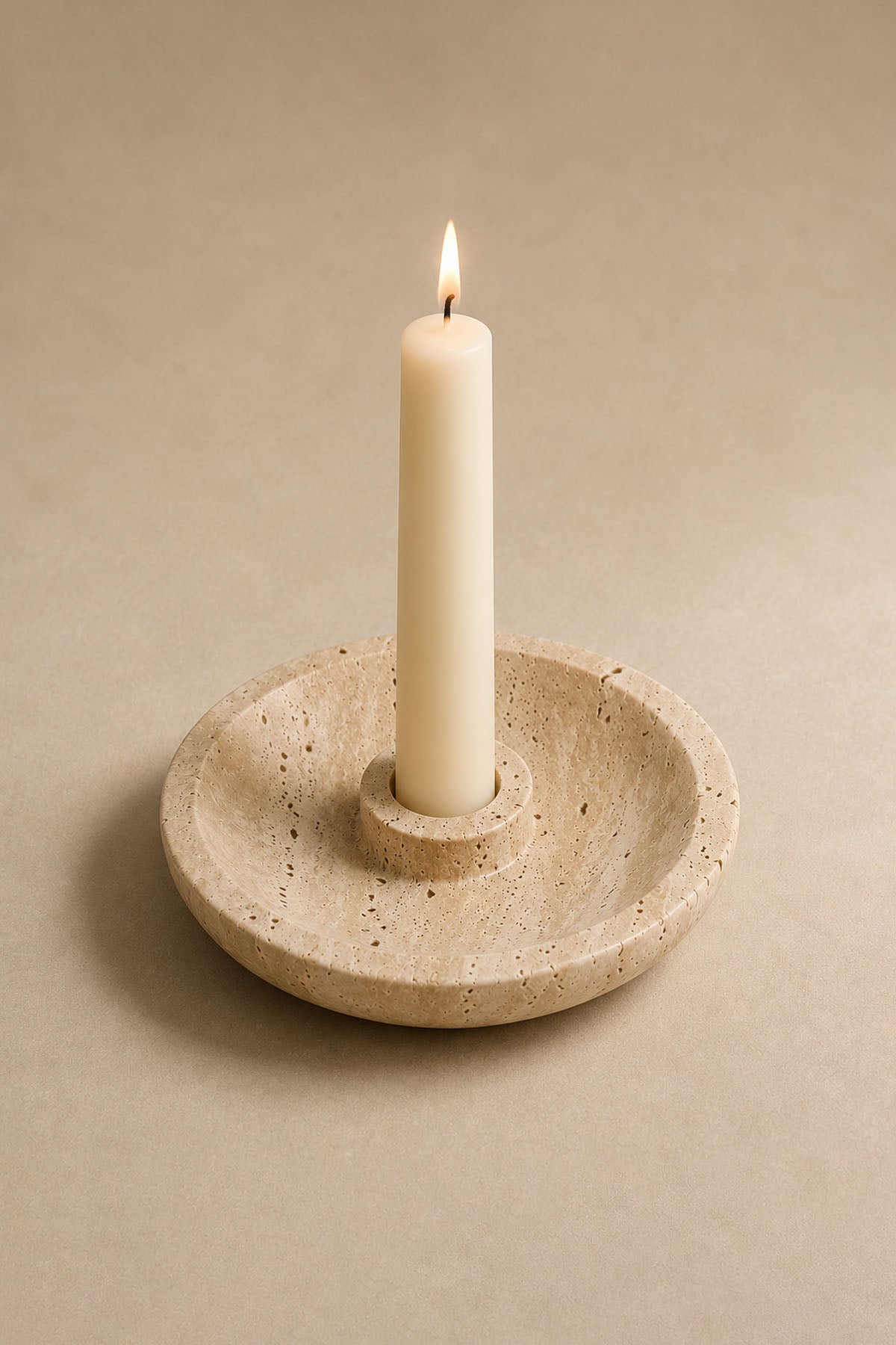 Dekoratif Traverten Mermer Şamdan Mumluk 3 x 14 cm