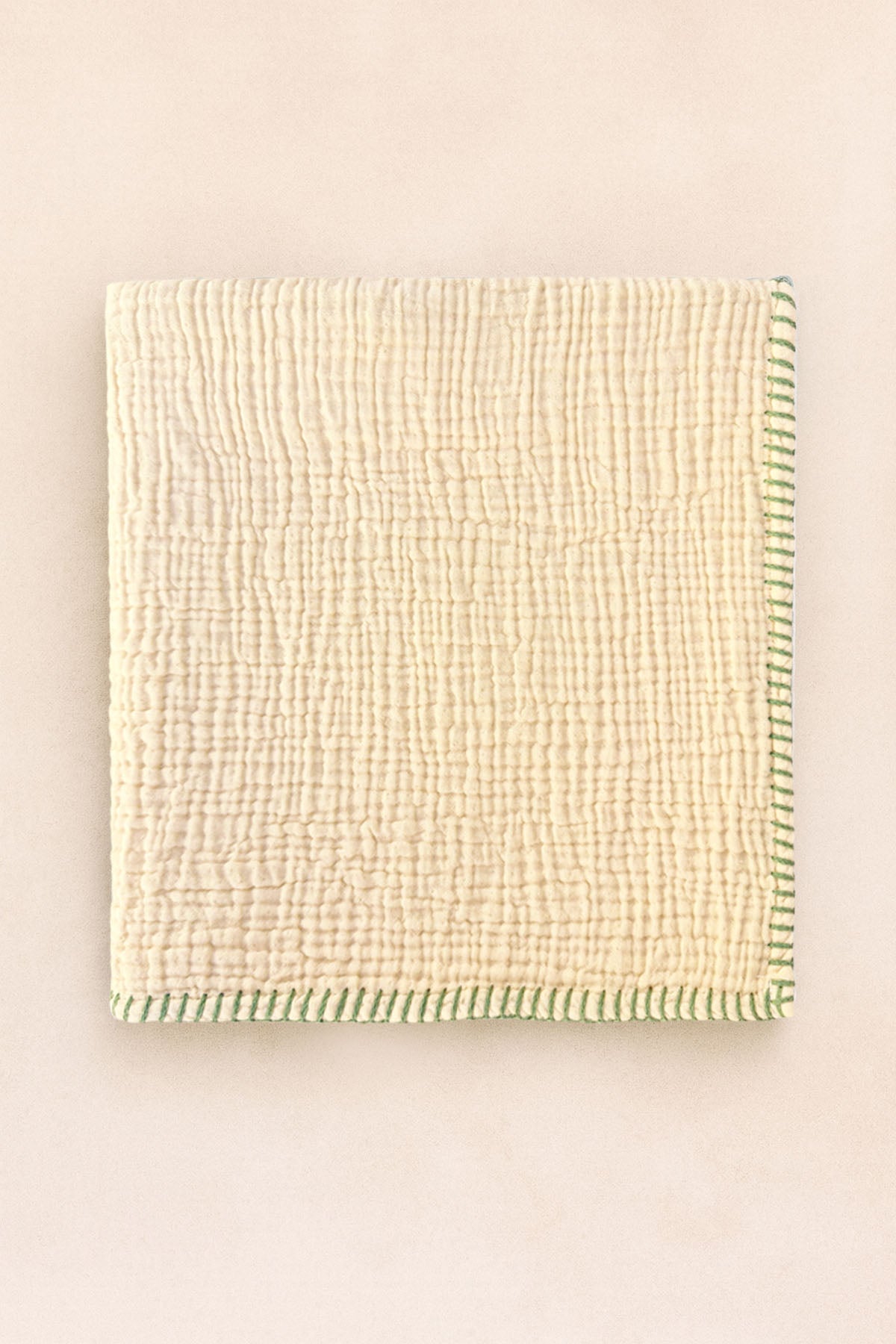 Dekoratif Dikişli Müslin Bebek Battaniyesi Sarı