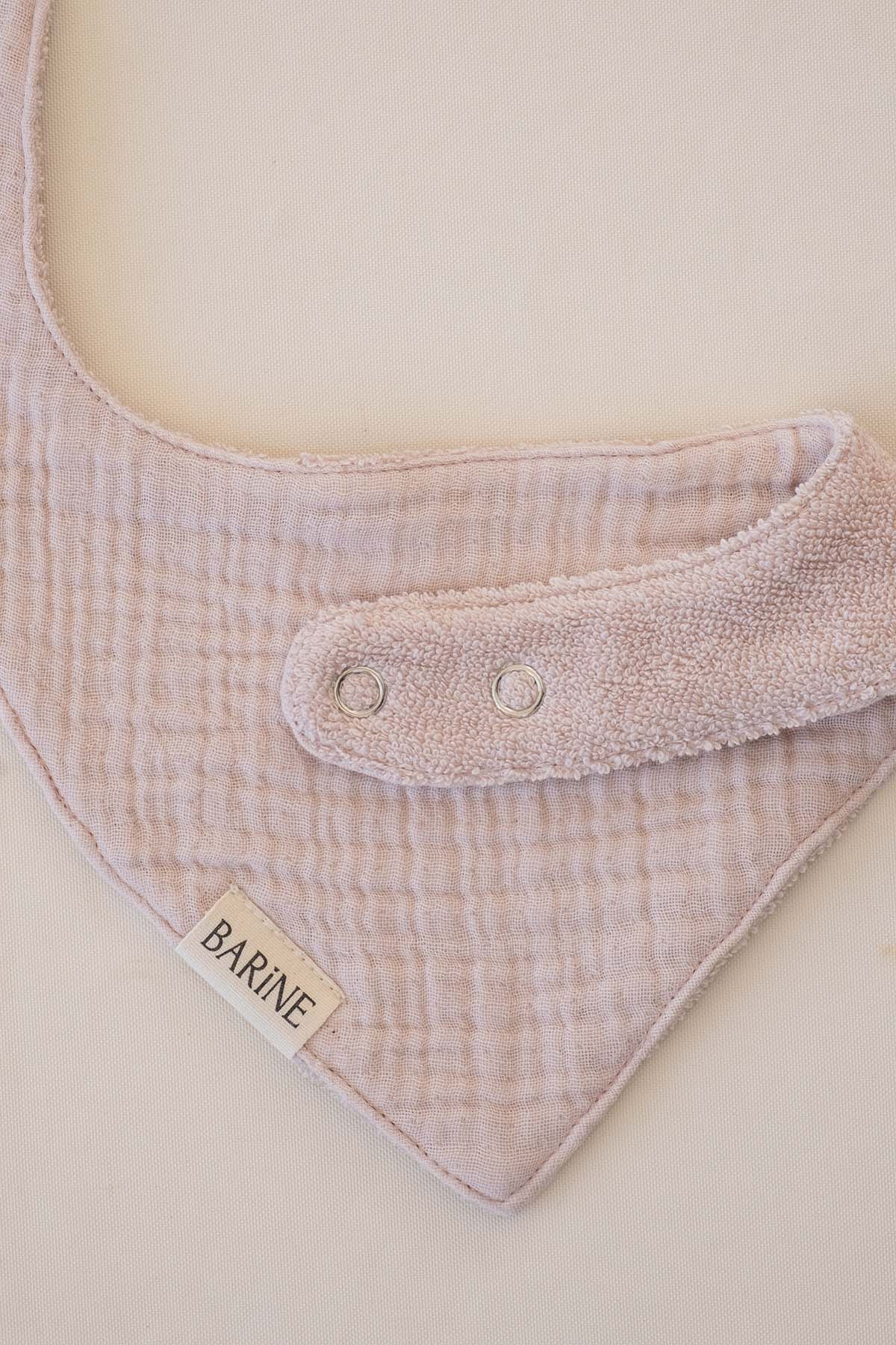 Çift Yüzlü Bandana Bebek Önlüğü 2'li Set Pembe