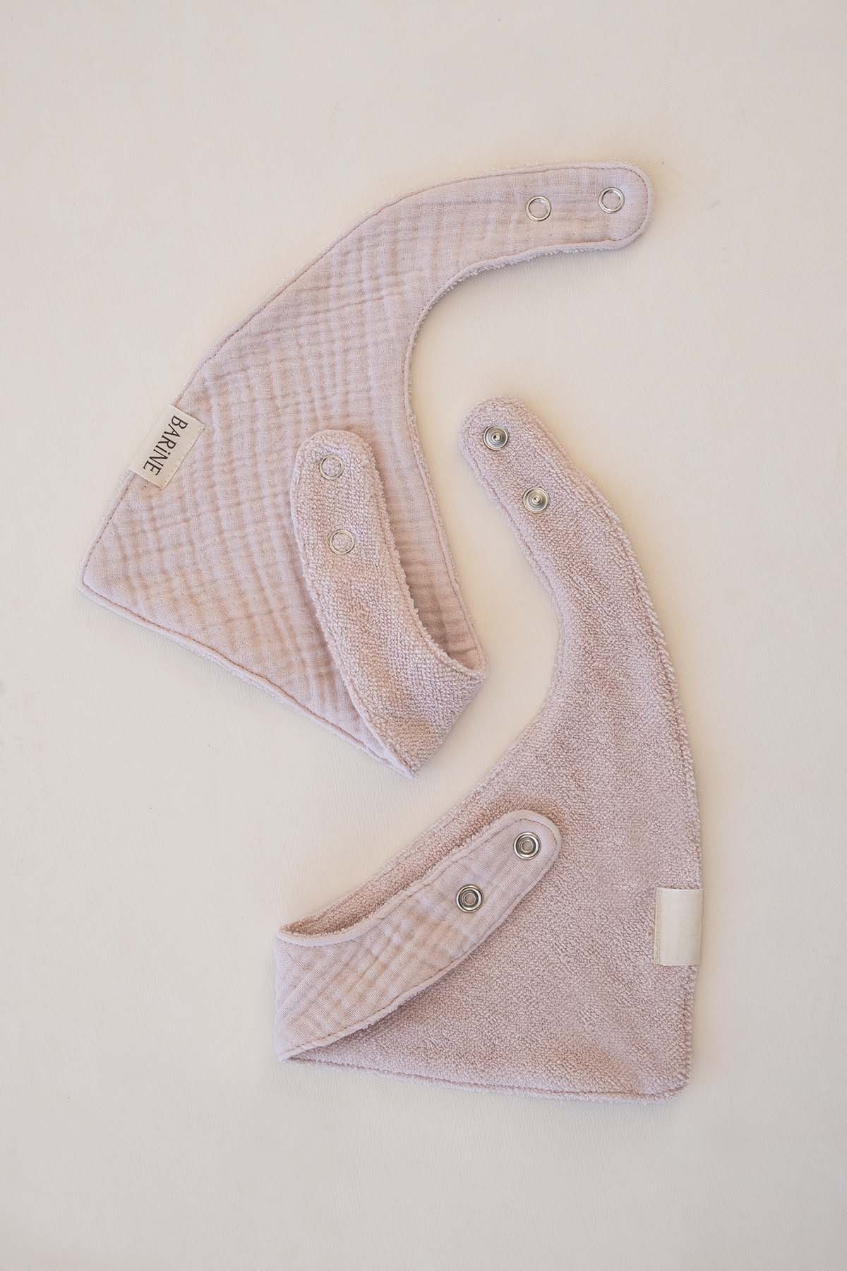 Çift Yüzlü Bandana Bebek Önlüğü 2'li Set Pembe