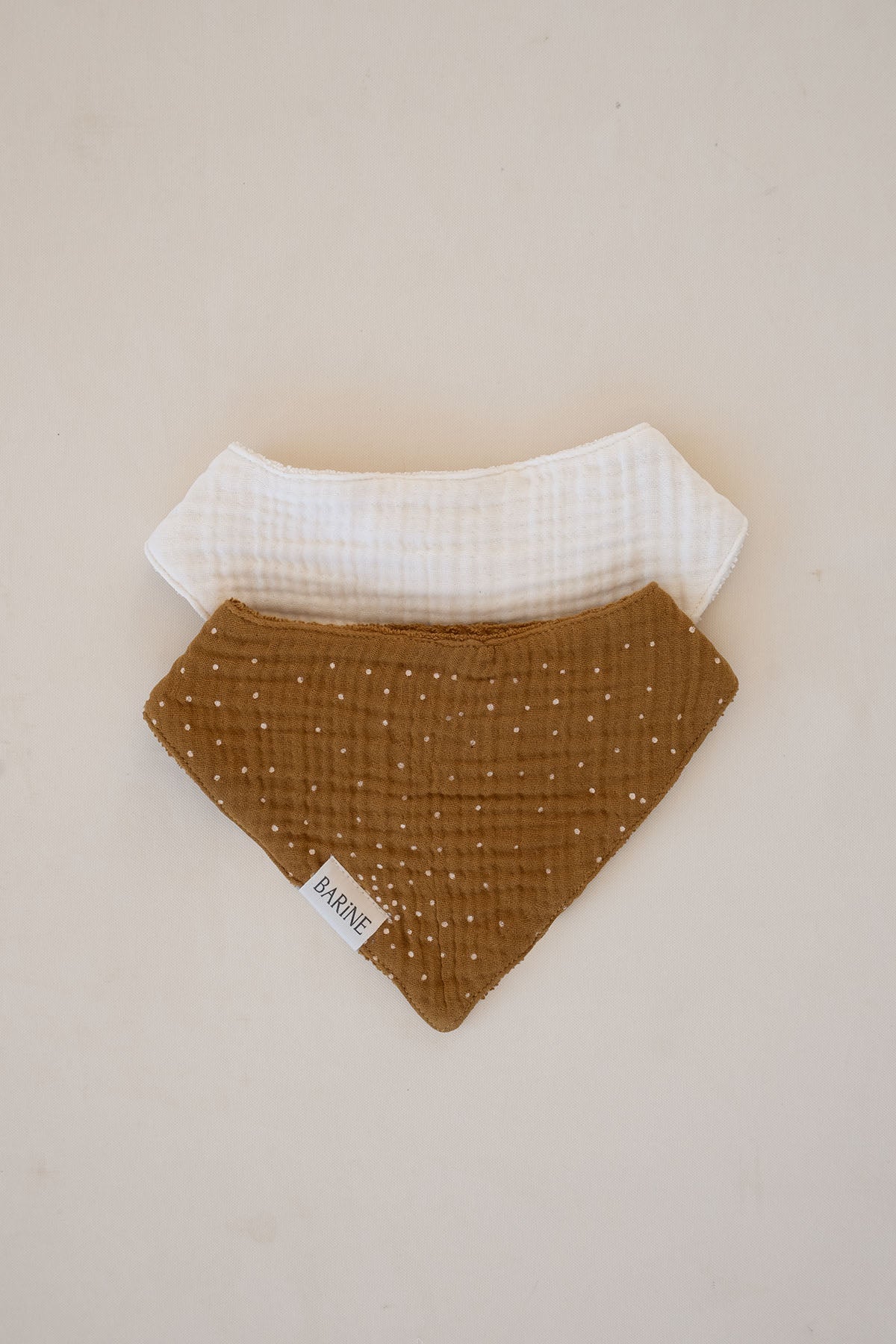 Çift Yüzlü Bandana Bebek Önlüğü 2'li Set Krem, Amber