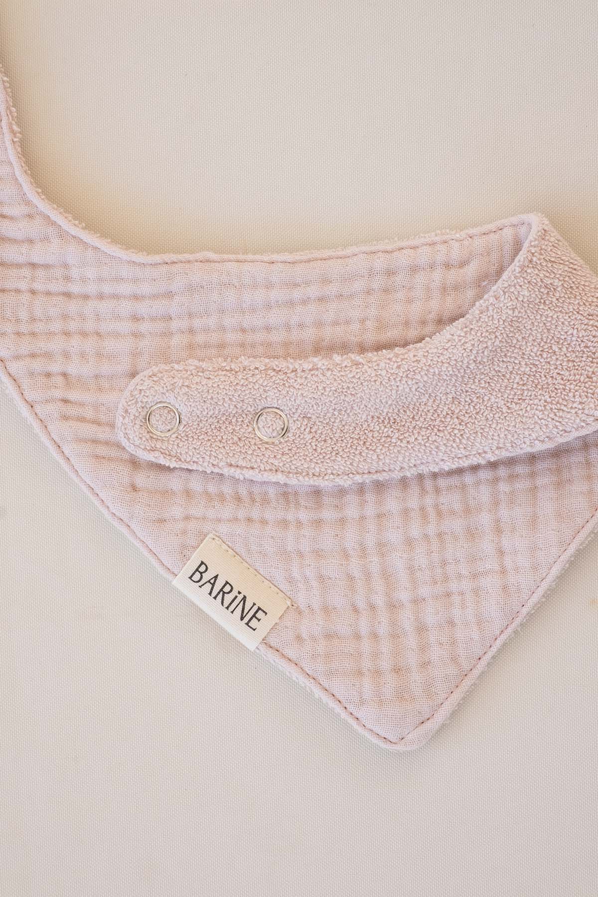 Çift Yüzlü Bandana Bebek Önlüğü 2'li Set Pembe-Tarçın