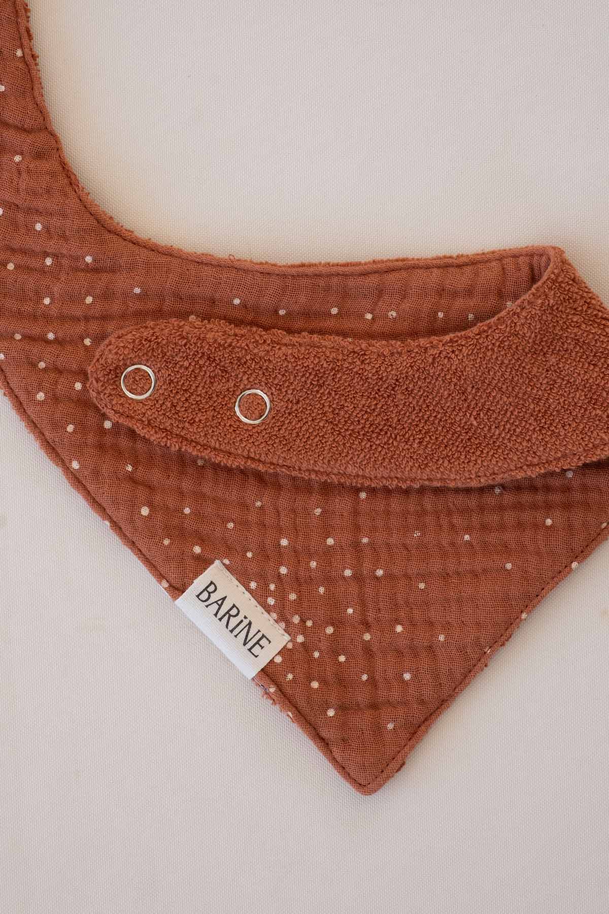 Çift Yüzlü Bandana Bebek Önlüğü 2'li Set Pembe-Tarçın