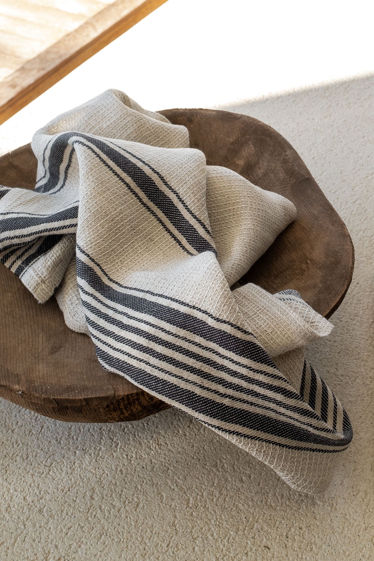Epicure Kitchen Towel Linen-Black Striped